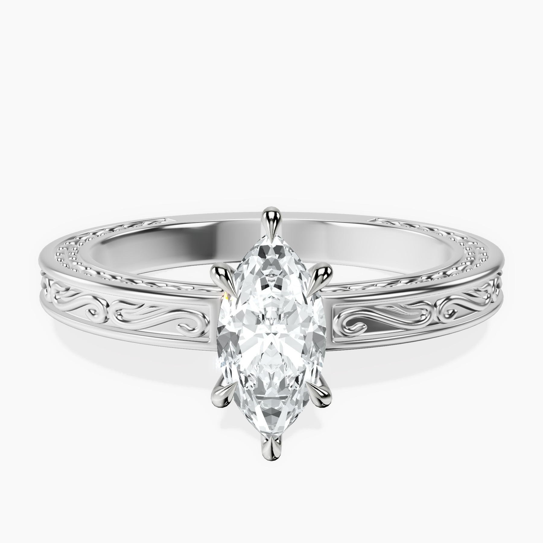 Platinum Ivory Vintage Solitaire Lab Diamond Ring front image