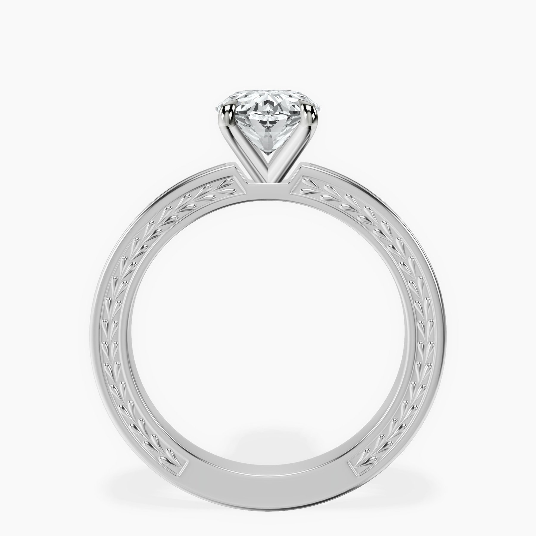 10kt White Gold Ivory Vintage Solitaire Lab Diamond Ring side right image one