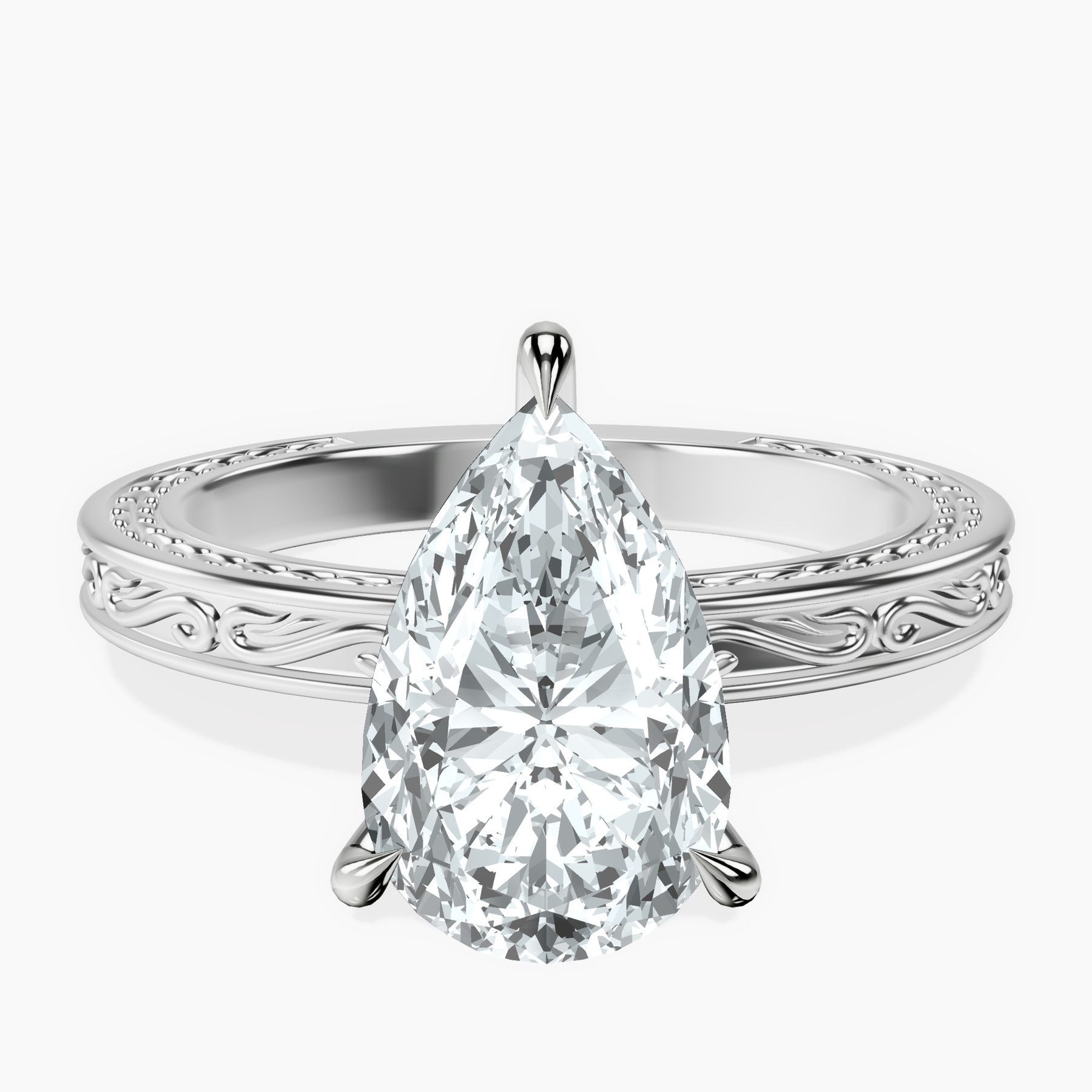 Platinum Ivory Vintage Solitaire Lab Diamond Ring front image