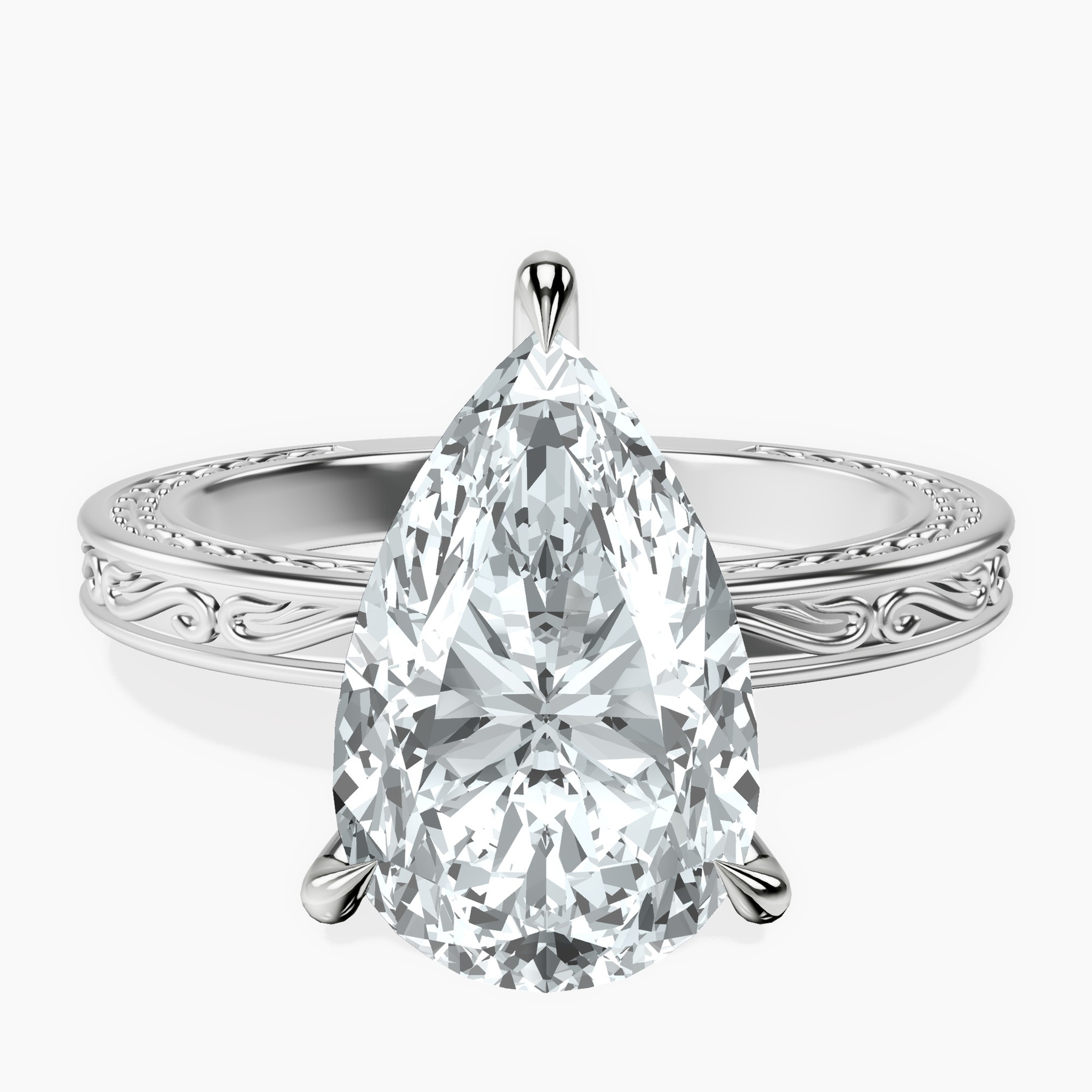 Platinum Ivory Vintage Solitaire Lab Diamond Ring front image