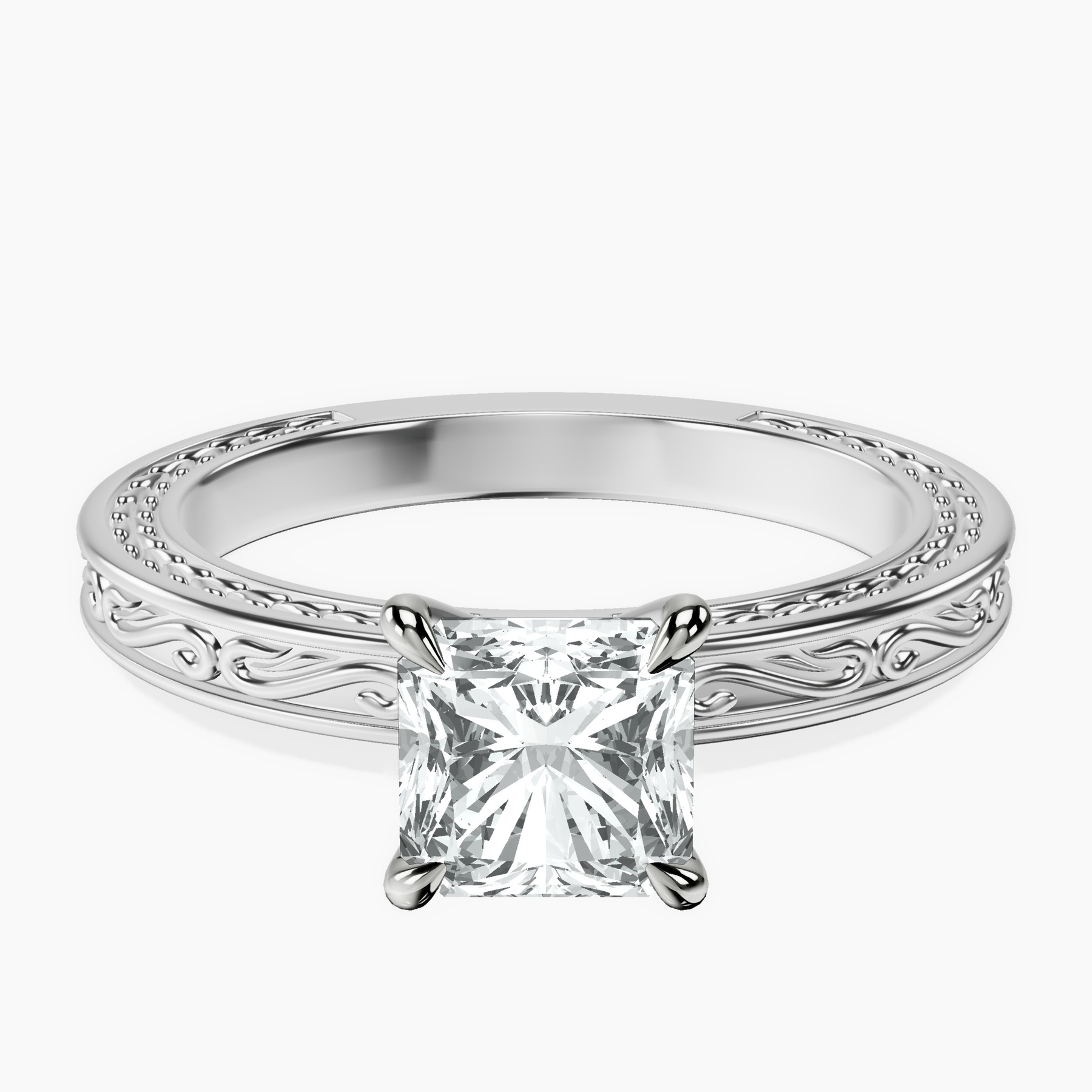Platinum Ivory Vintage Solitaire Lab Diamond Ring front image