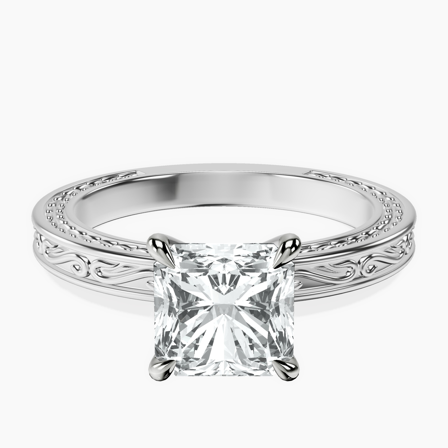 Platinum Ivory Vintage Solitaire Lab Diamond Ring front image