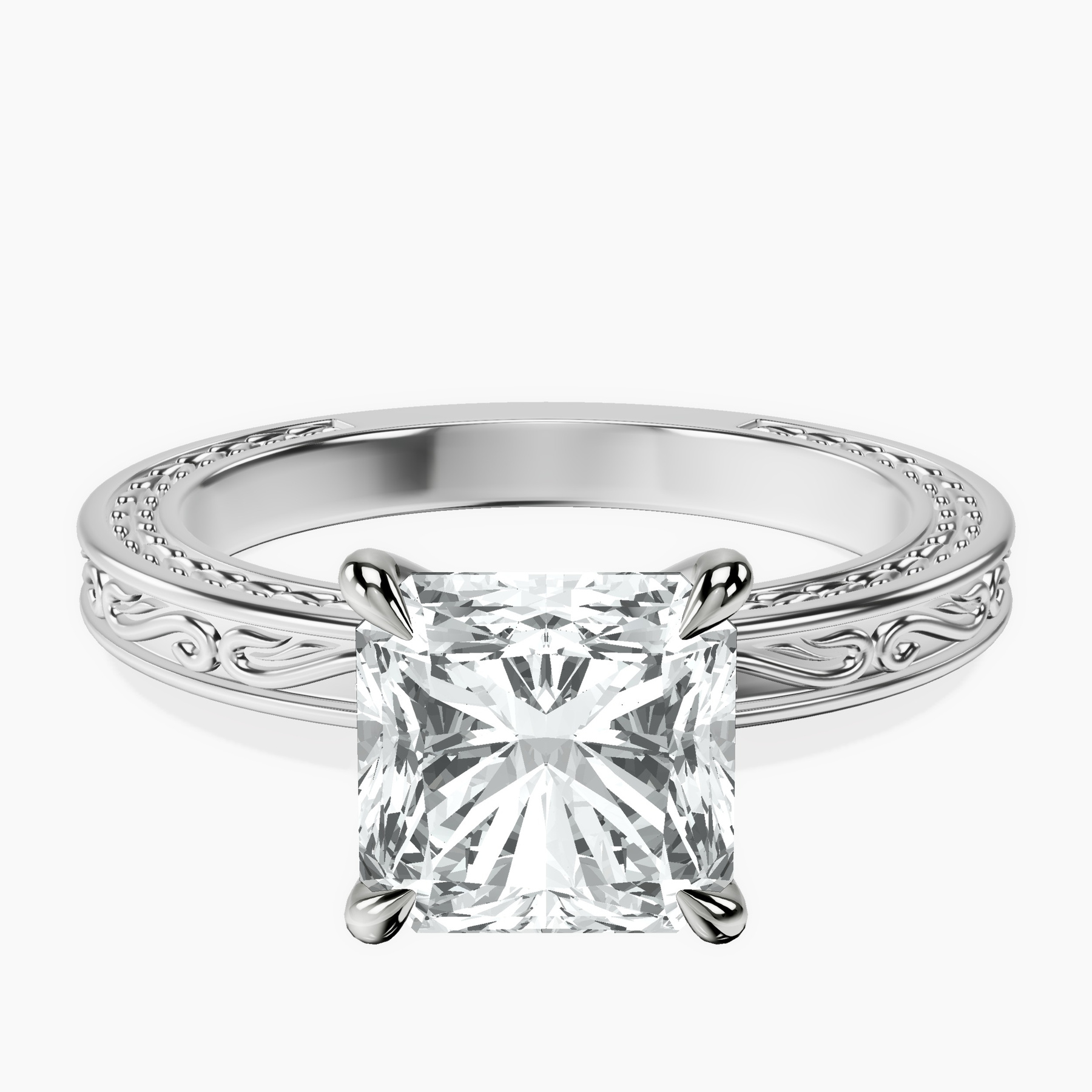 Platinum Ivory Vintage Solitaire Lab Diamond Ring front image