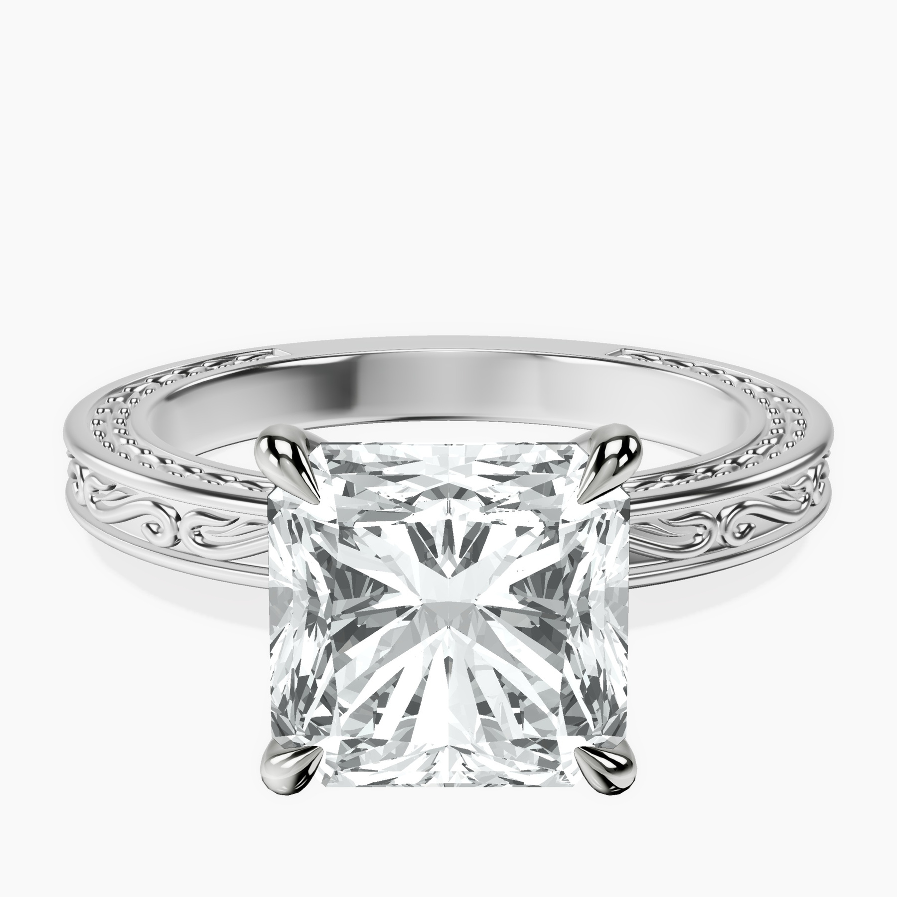 Platinum Ivory Vintage Solitaire Lab Diamond Ring front image