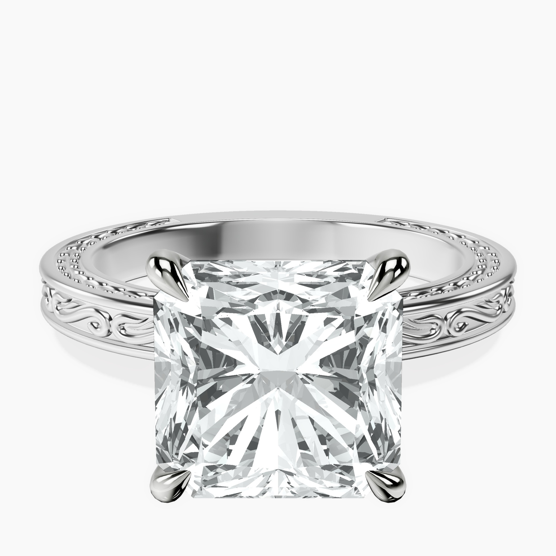 Platinum Ivory Vintage Solitaire Lab Diamond Ring front image