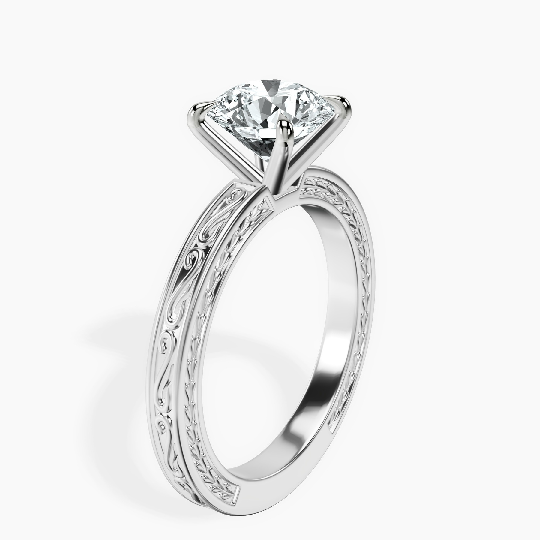 10kt White Gold Ivory Vintage Solitaire Lab Diamond Ring standing product image one
