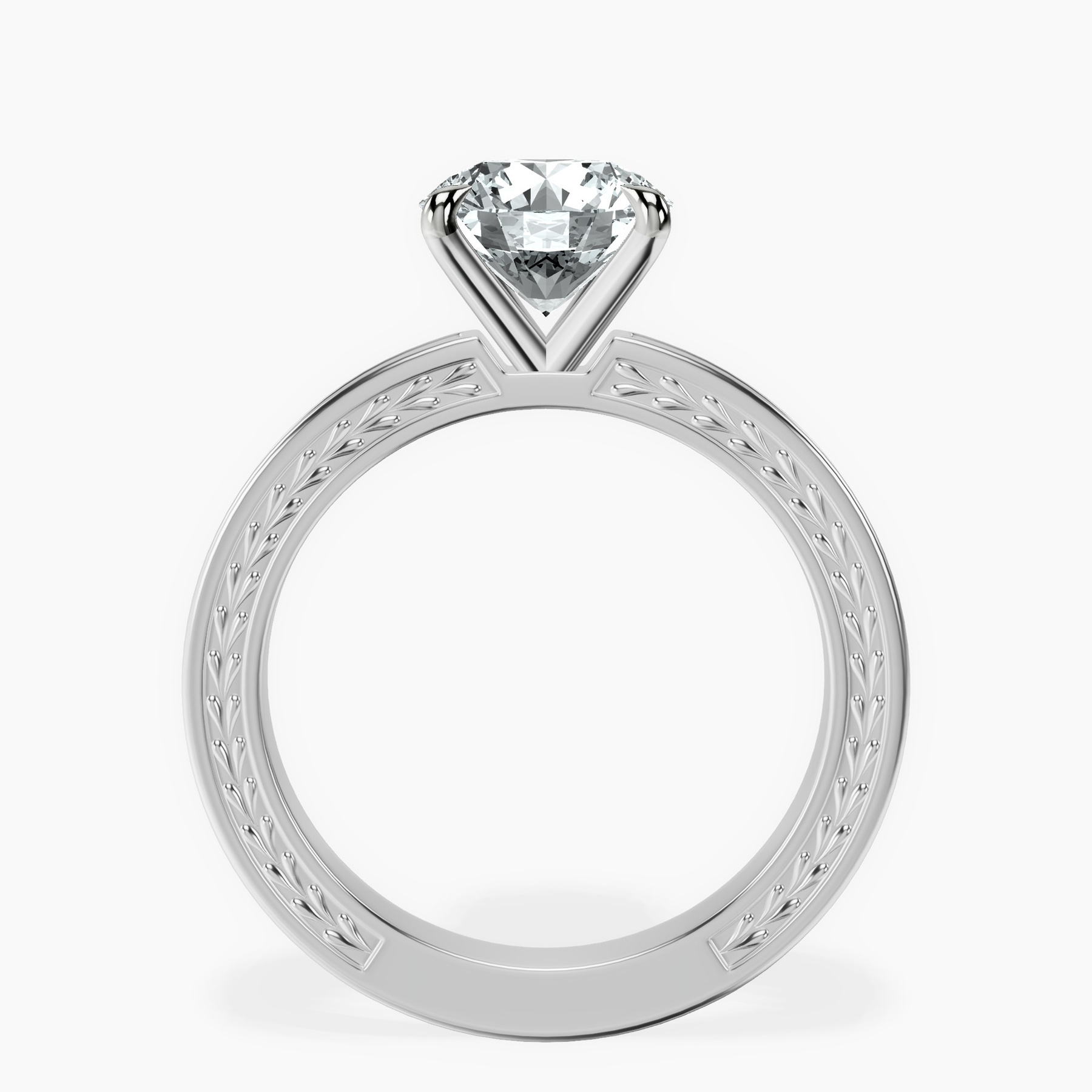 10kt White Gold Ivory Vintage Solitaire Lab Diamond Ring side right image one