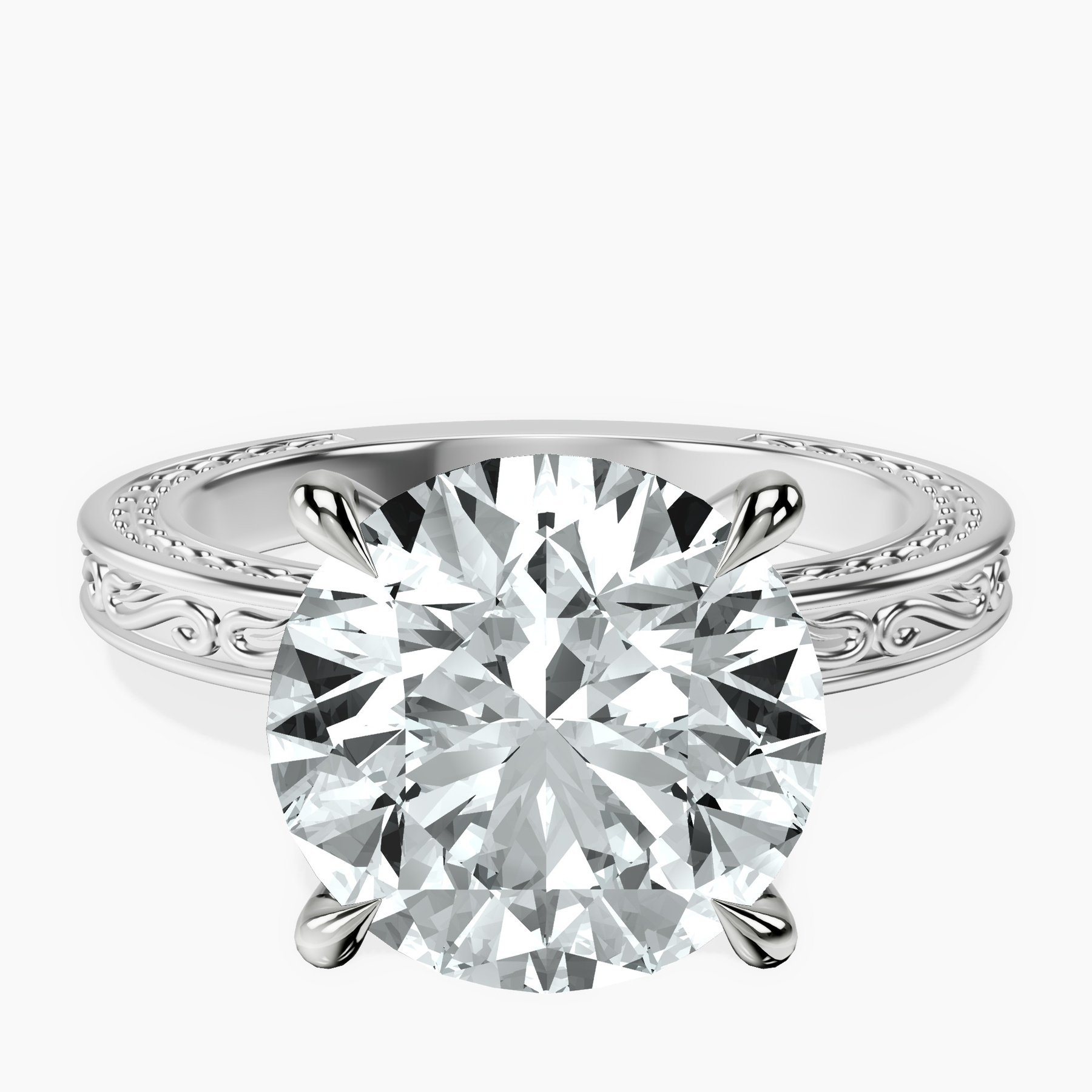 Platinum Ivory Vintage Solitaire Lab Diamond Ring front image