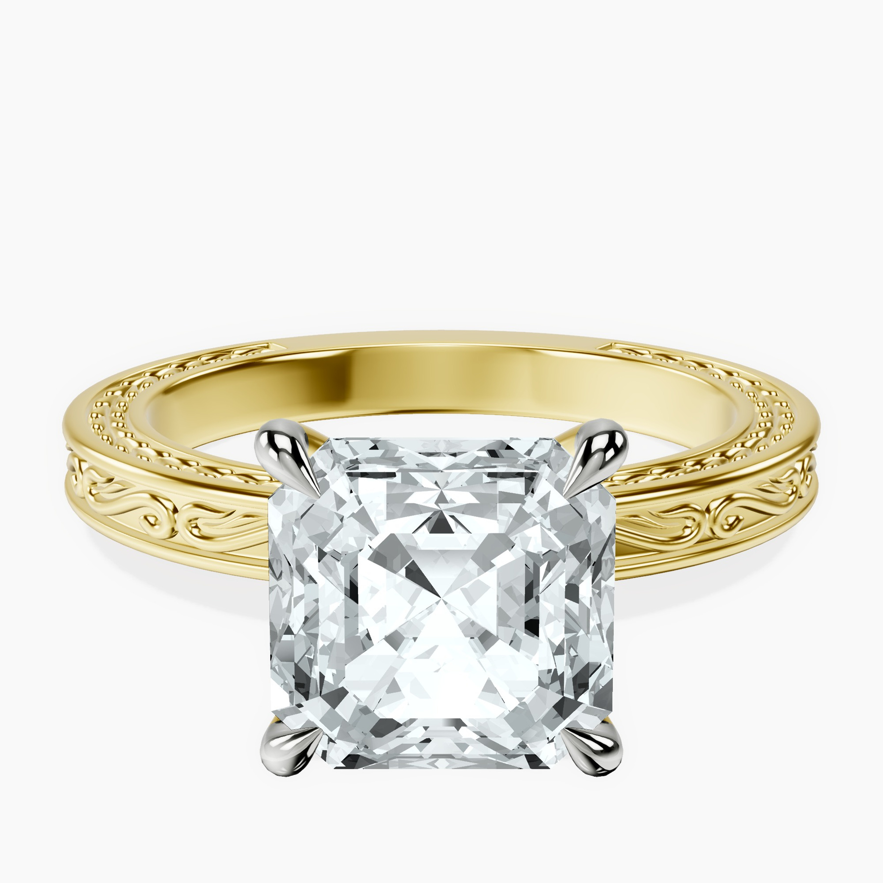 14kt Yellow Gold Ivory Vintage Solitaire Lab Diamond Ring front image