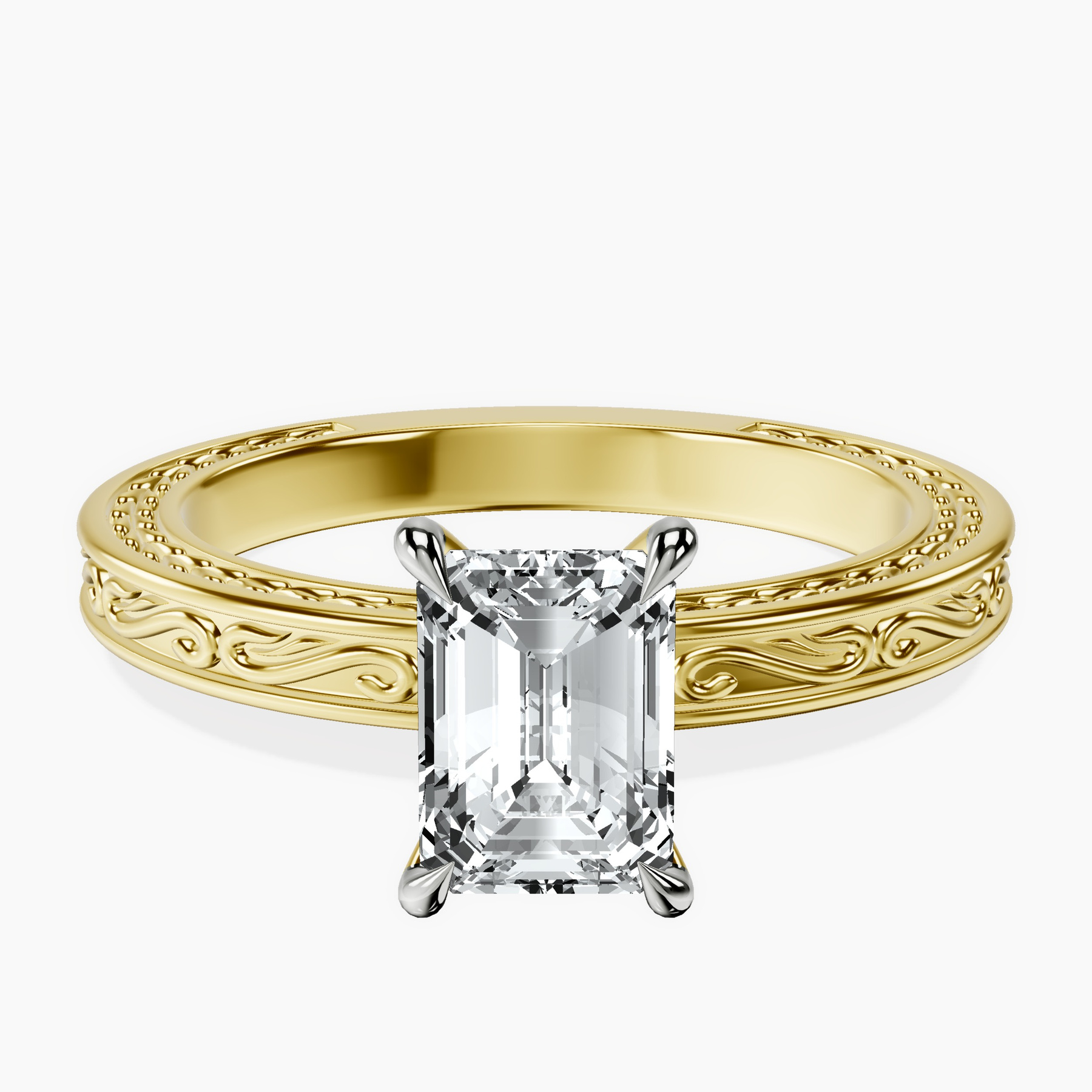 18kt Yellow Gold Ivory Vintage Solitaire Lab Diamond Ring front image