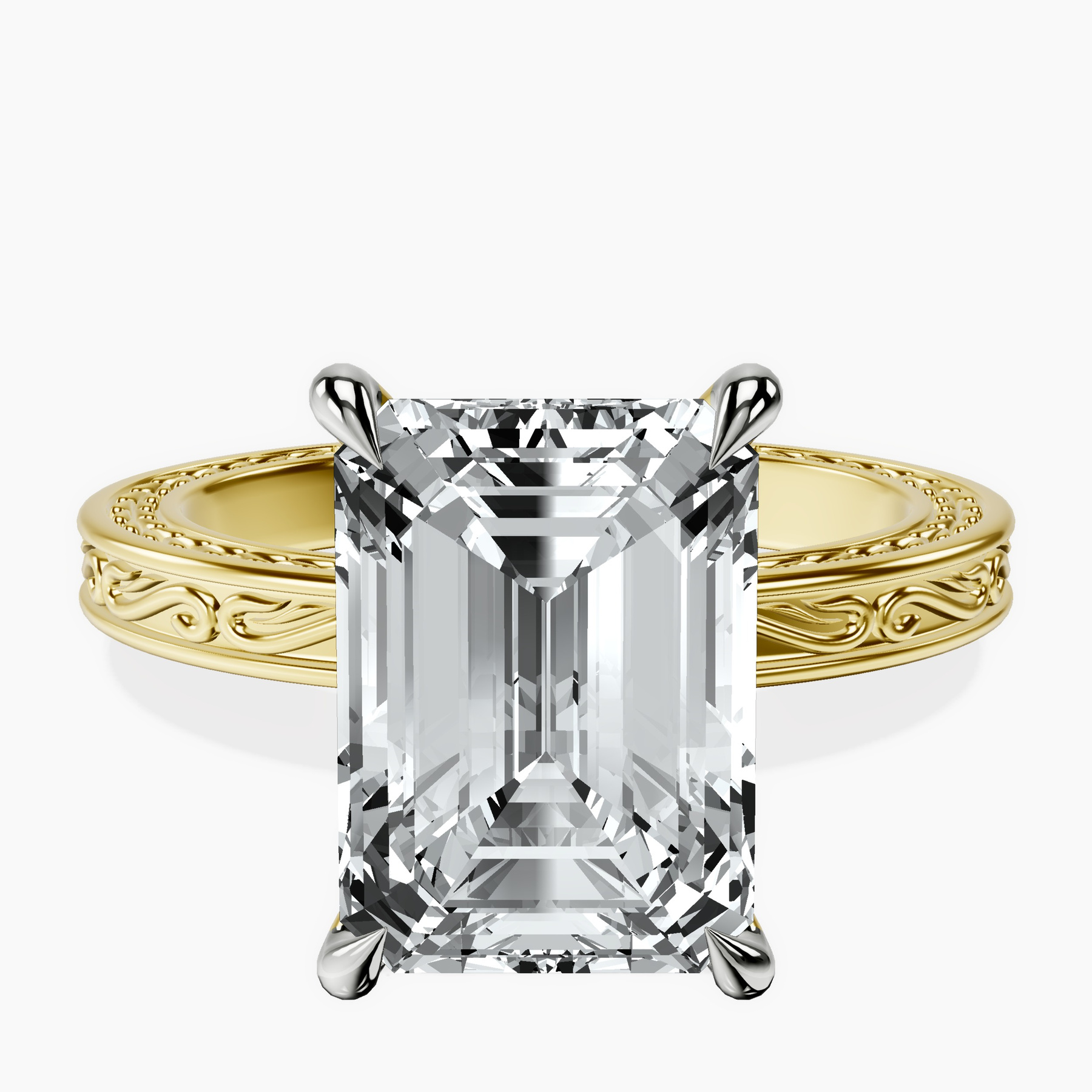 18kt Yellow Gold Ivory Vintage Solitaire Lab Diamond Ring front image