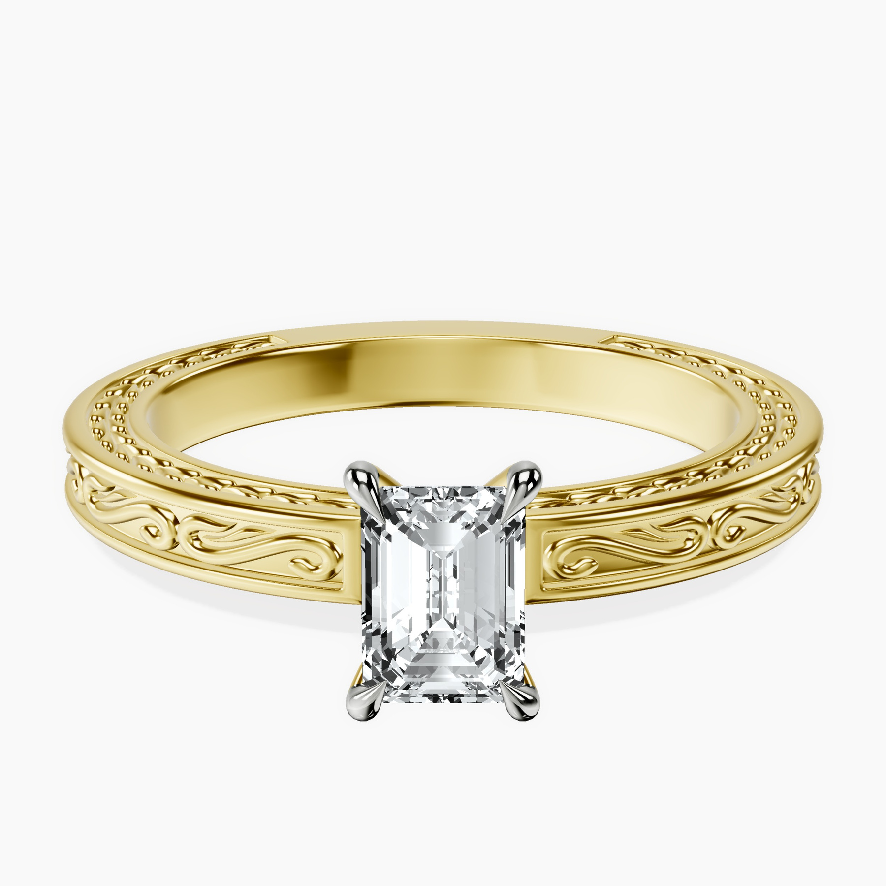 14kt Yellow Gold Ivory Vintage Solitaire Lab Diamond Ring front image