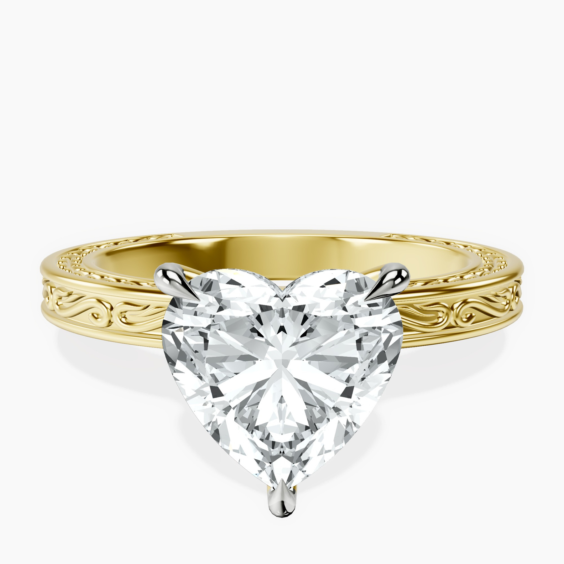 10kt Yellow Gold Ivory Vintage Solitaire Lab Diamond Ring front image
