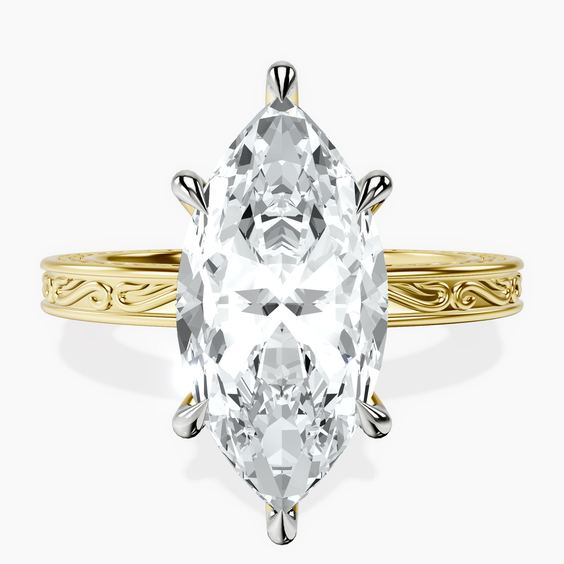 14kt Yellow Gold Ivory Vintage Solitaire Lab Diamond Ring front image