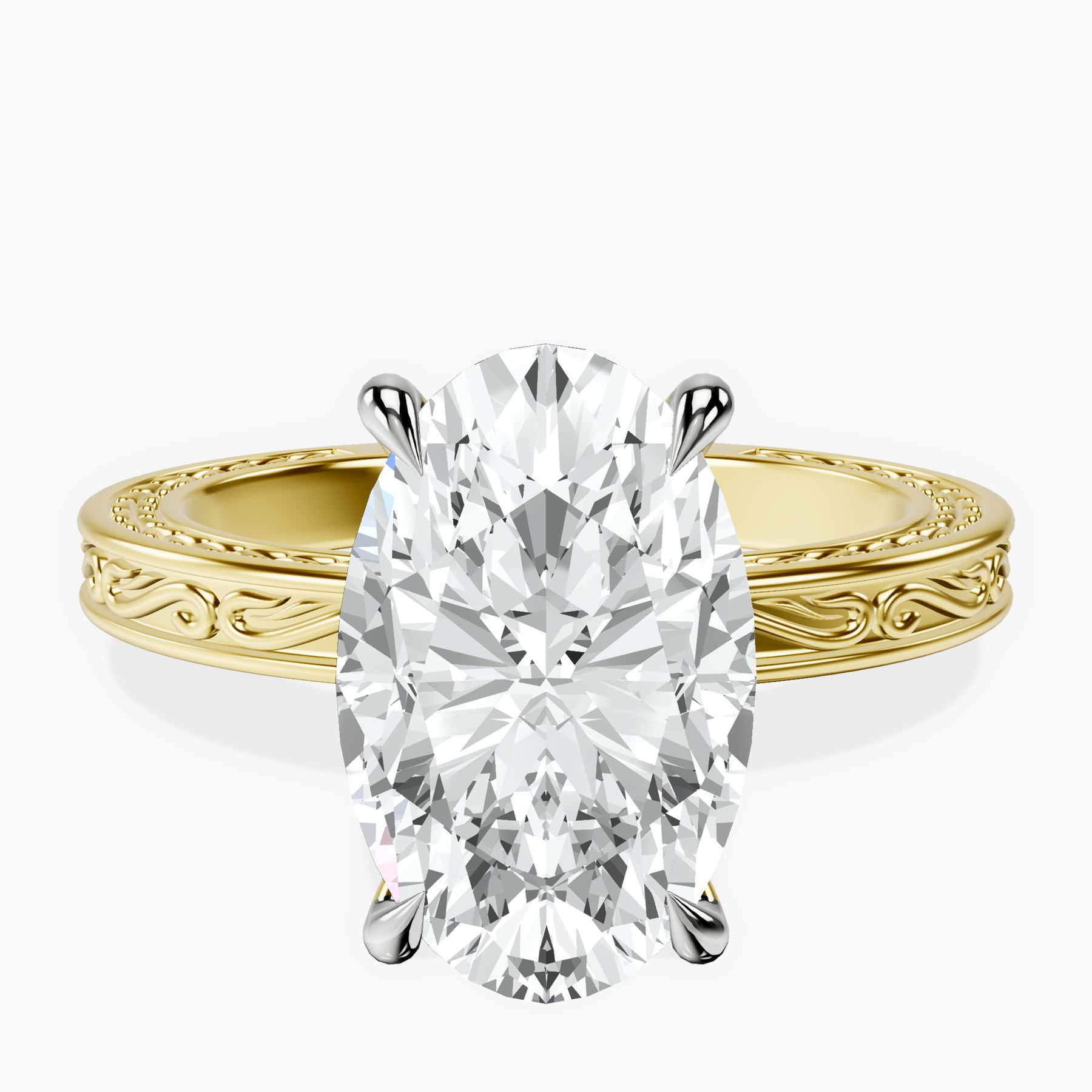 18kt Yellow Gold Ivory Vintage Solitaire Lab Diamond Ring front image