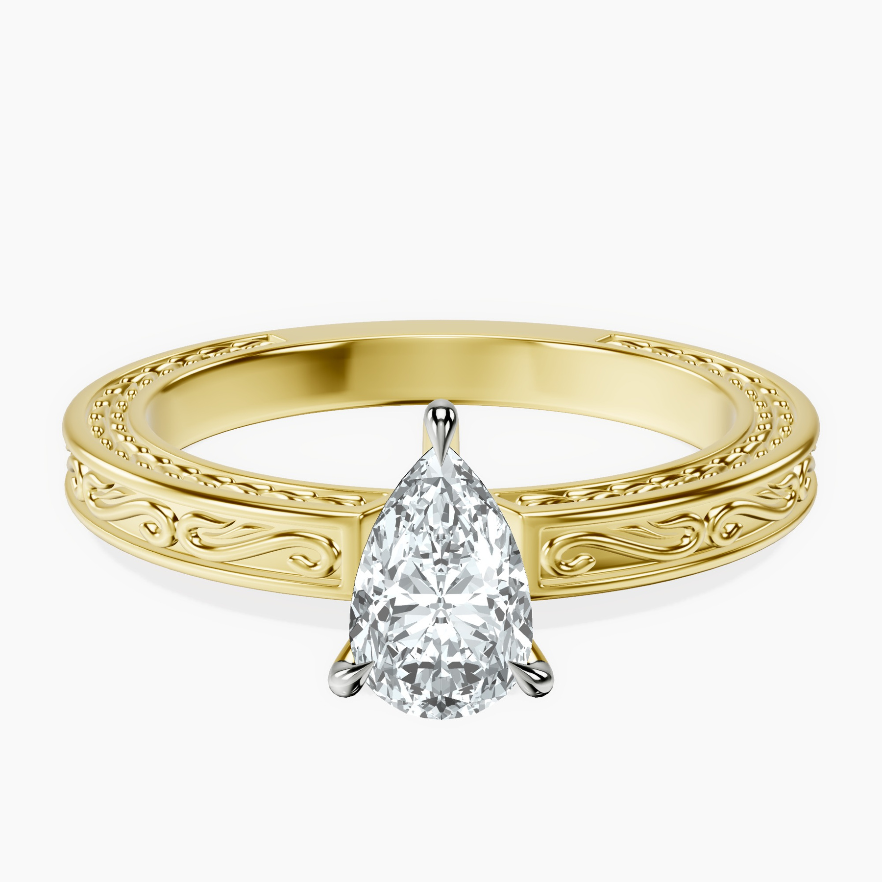 10kt Yellow Gold Ivory Vintage Solitaire Lab Diamond Ring front image