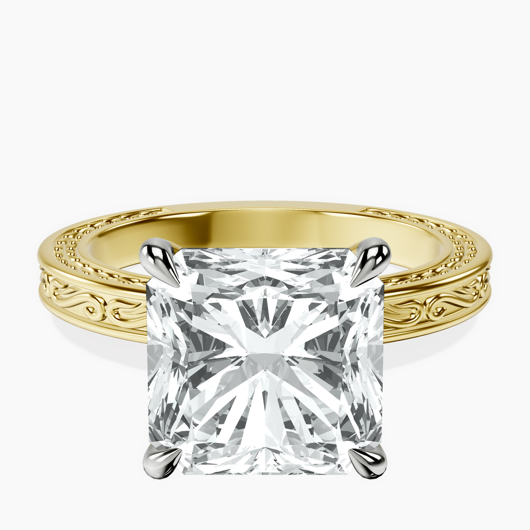 14kt Yellow Gold Ivory Vintage Solitaire Lab Diamond Ring front image