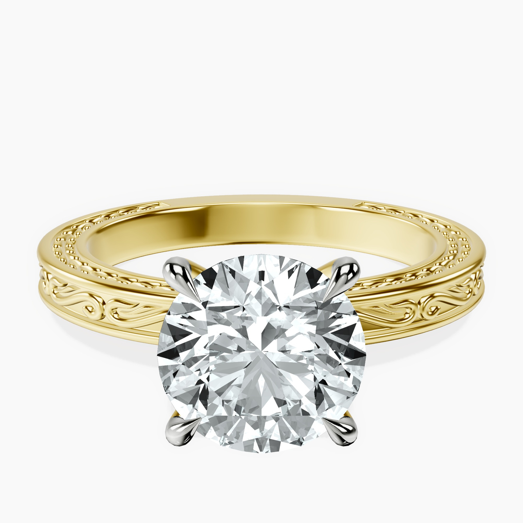 18kt Yellow Gold Ivory Vintage Solitaire Lab Diamond Ring front image