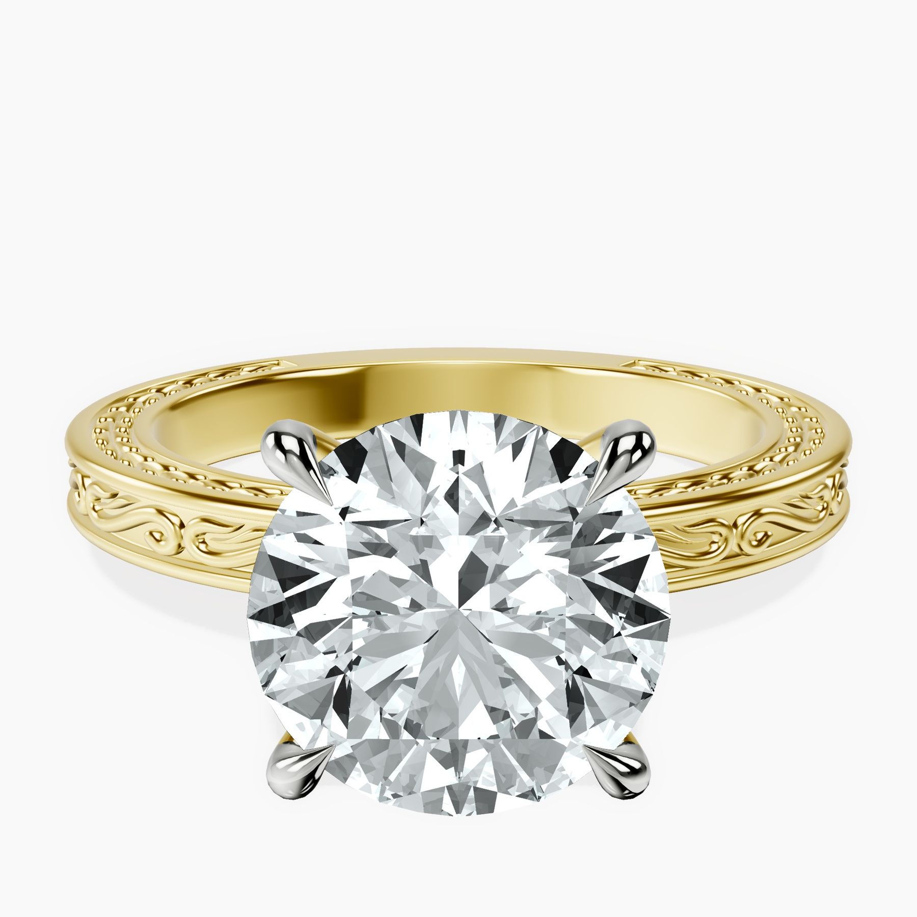 18kt Yellow Gold Ivory Vintage Solitaire Lab Diamond Ring front image