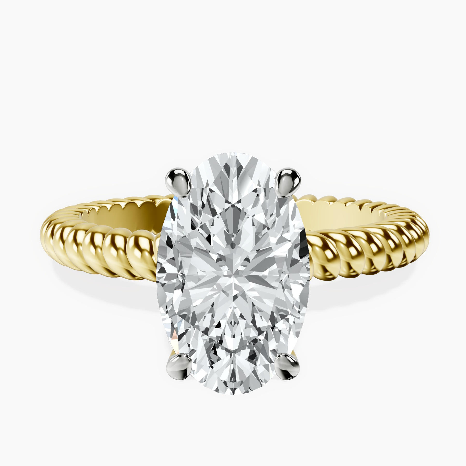 2.99 ct. oval Sansa Solitaire Ring in 10kt yellow gold rtr top