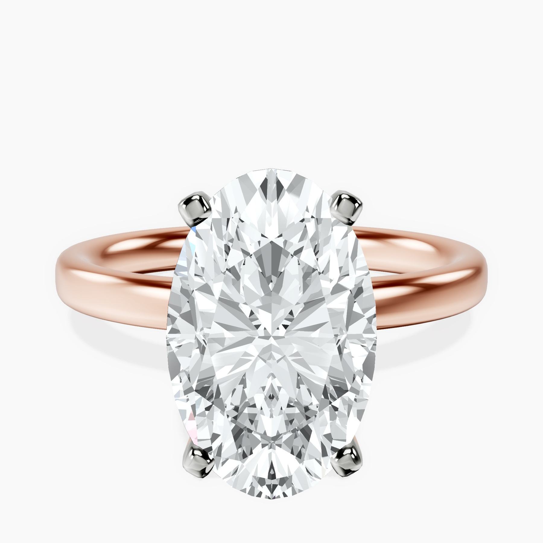 4.60 ct. oval Four Prong Ring in 14kt rose gold rtr top