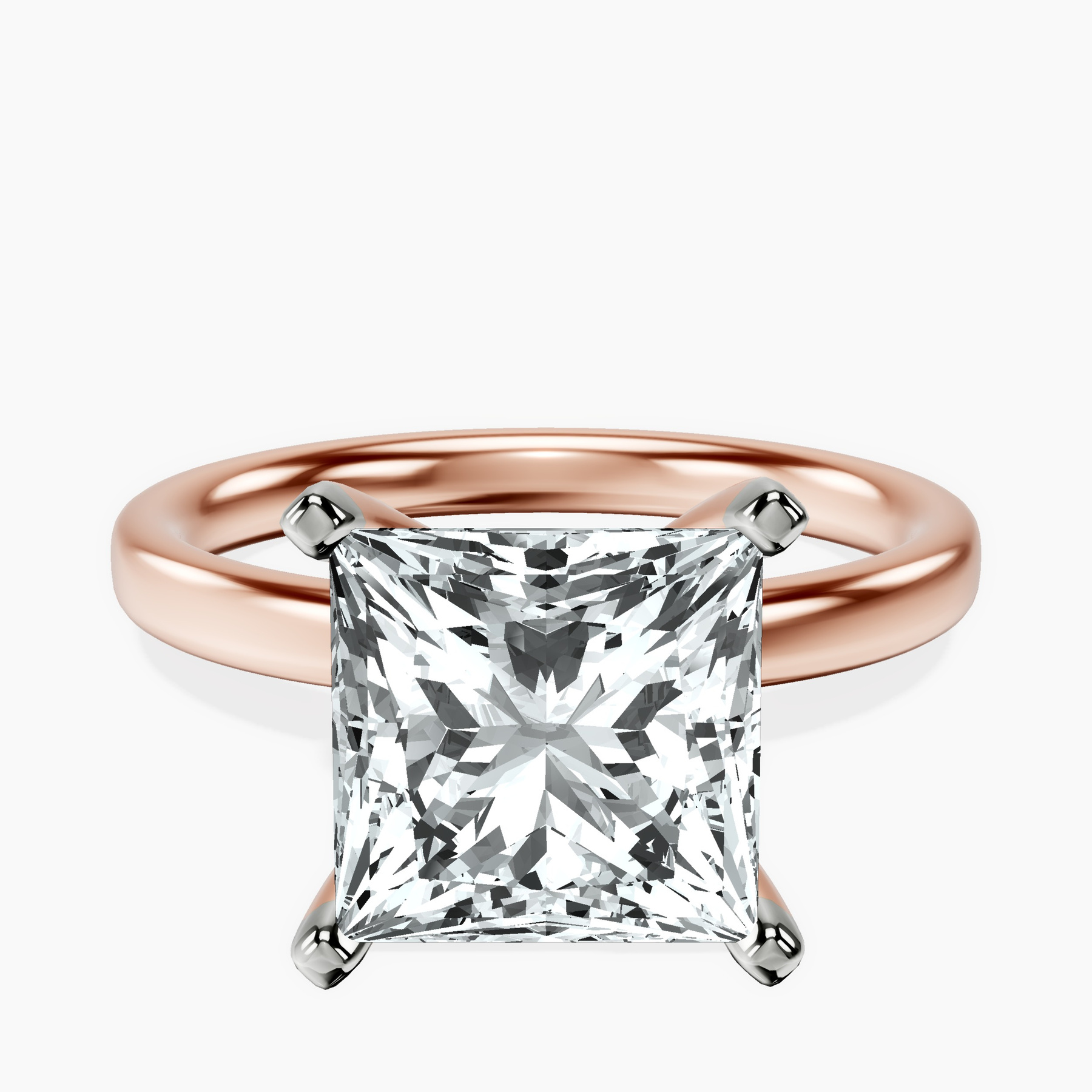18kt Rose Gold Four Prong Solitaire 2mm Lab Diamond Ring front image