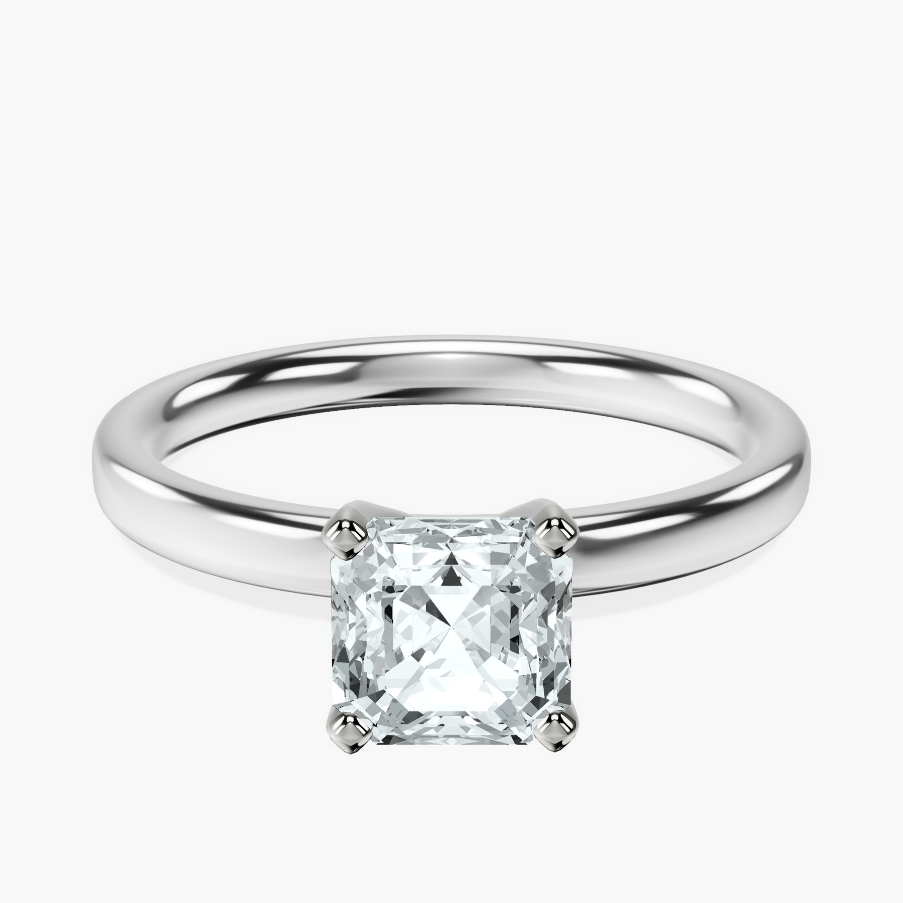 Platinum Four Prong Solitaire 2mm Lab Diamond Ring front image