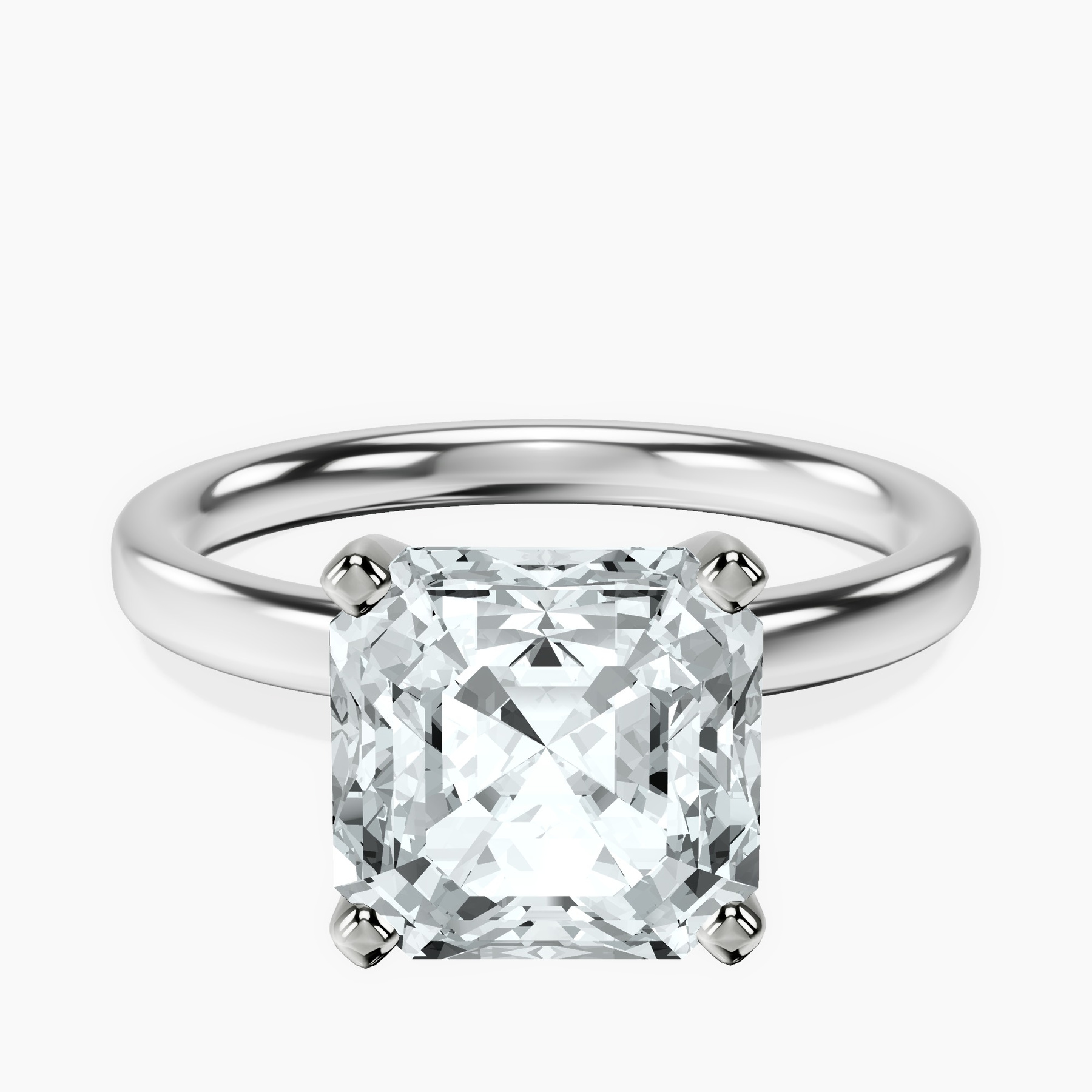 14kt White Gold Four Prong Solitaire 2mm Lab Diamond Ring front image