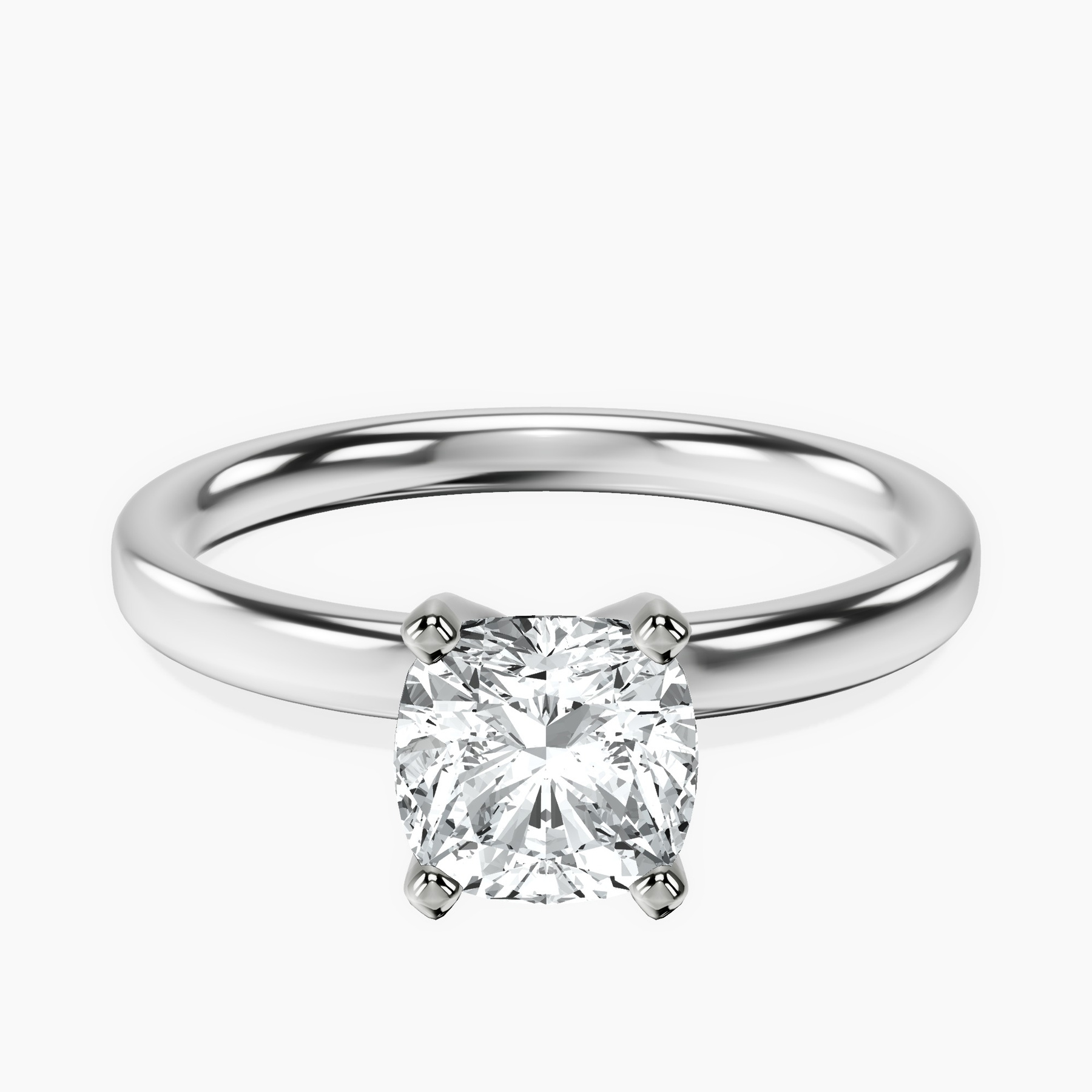 18kt White Gold Four Prong Solitaire 2mm Lab Diamond Ring front image