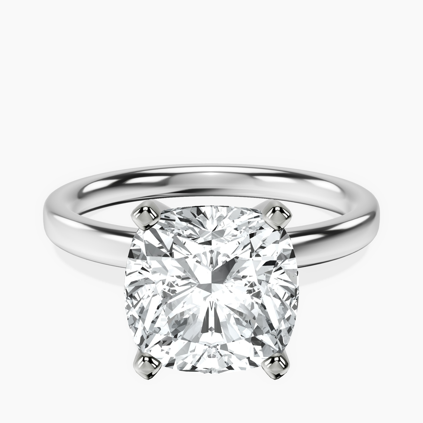 4.04 ct. cushion Four Prong Ring in 14kt white gold rtr top