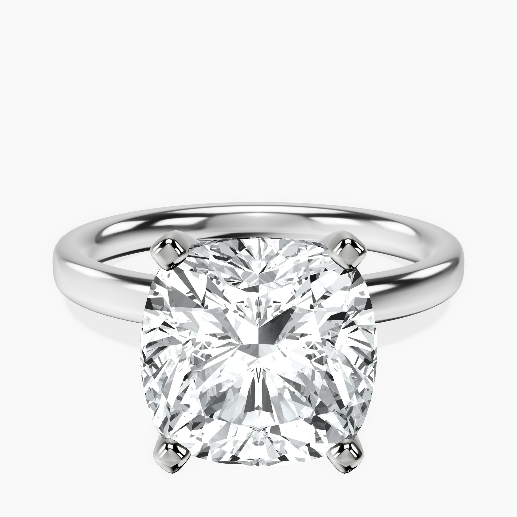 14kt White Gold Four Prong Solitaire 2mm Lab Diamond Ring front image