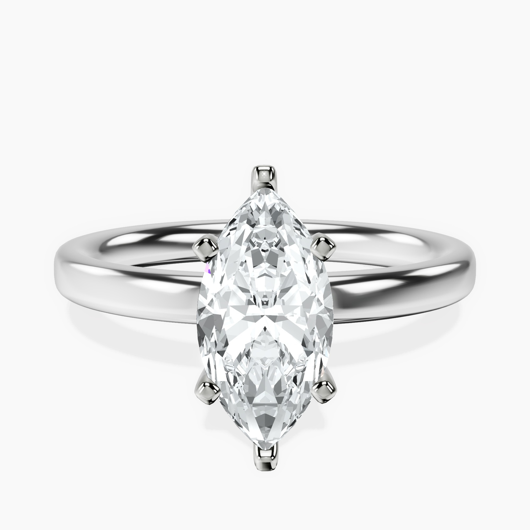 14kt White Gold Four Prong Solitaire 2mm Lab Diamond Ring front image