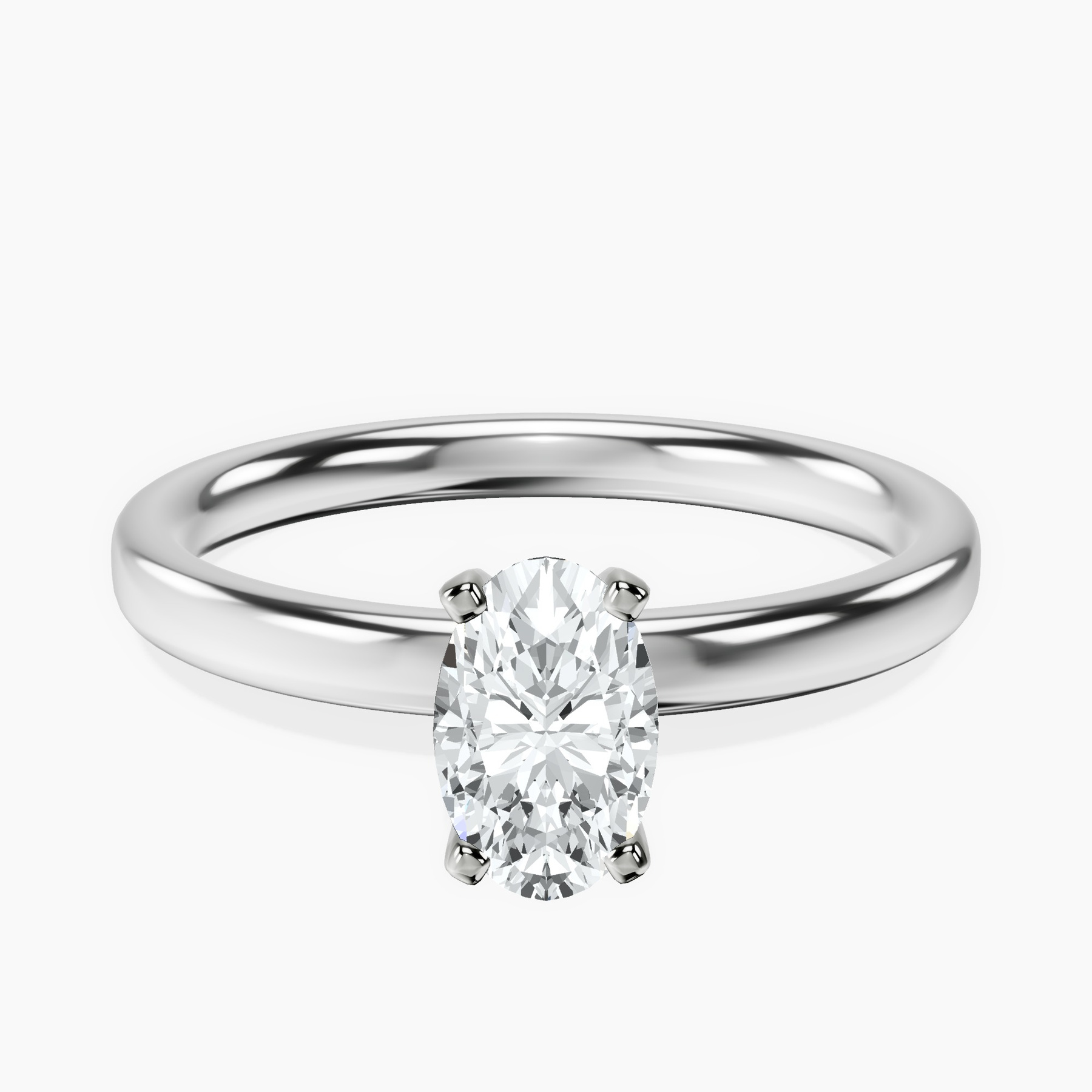 10kt White Gold Four Prong Solitaire 2mm Lab Diamond Ring front image