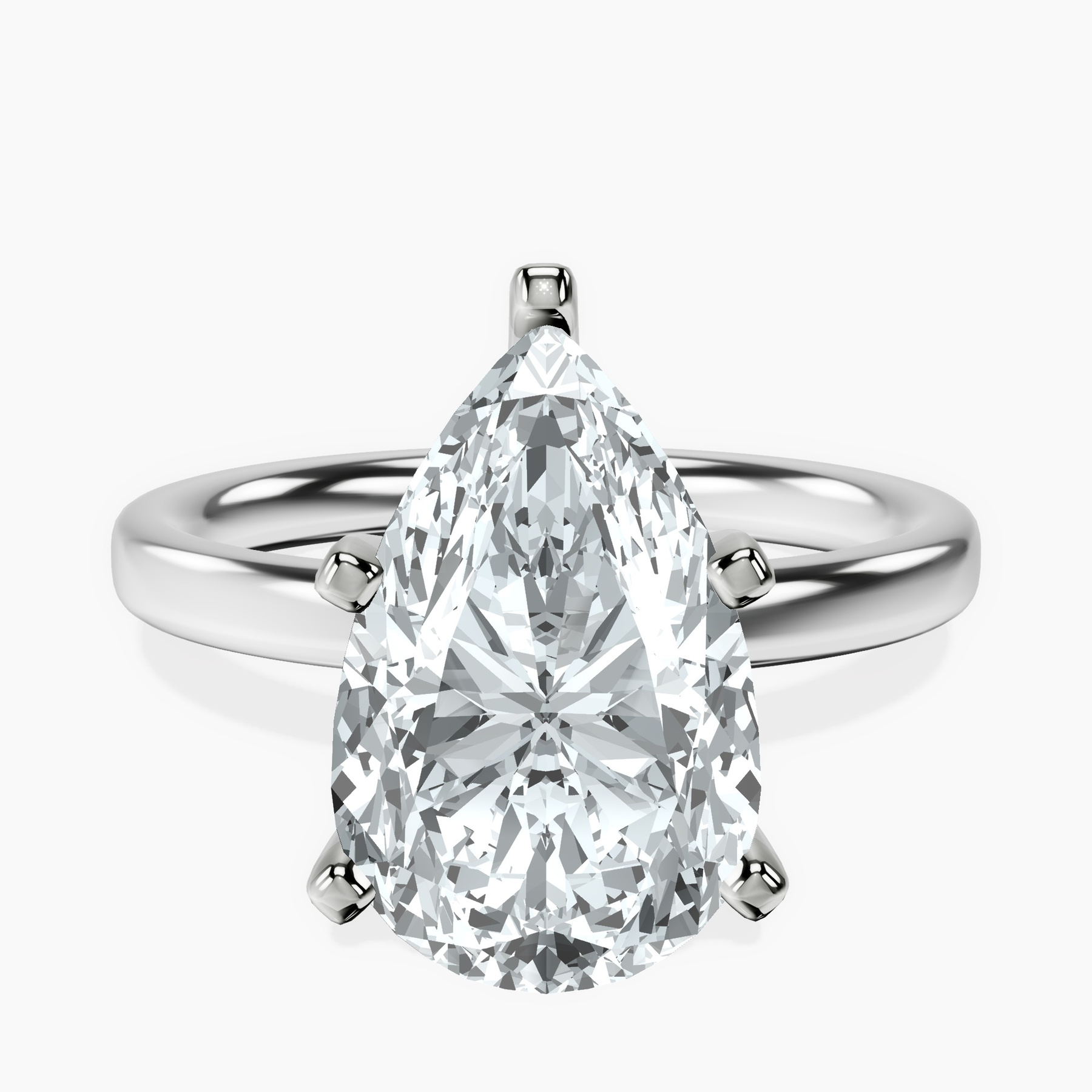 14kt White Gold Four Prong Solitaire 2mm Lab Diamond Ring front image