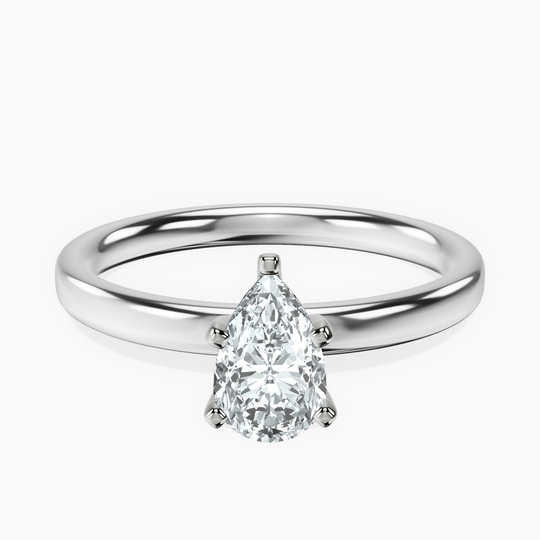 14kt White Gold Four Prong Solitaire 2mm Lab Diamond Ring front image