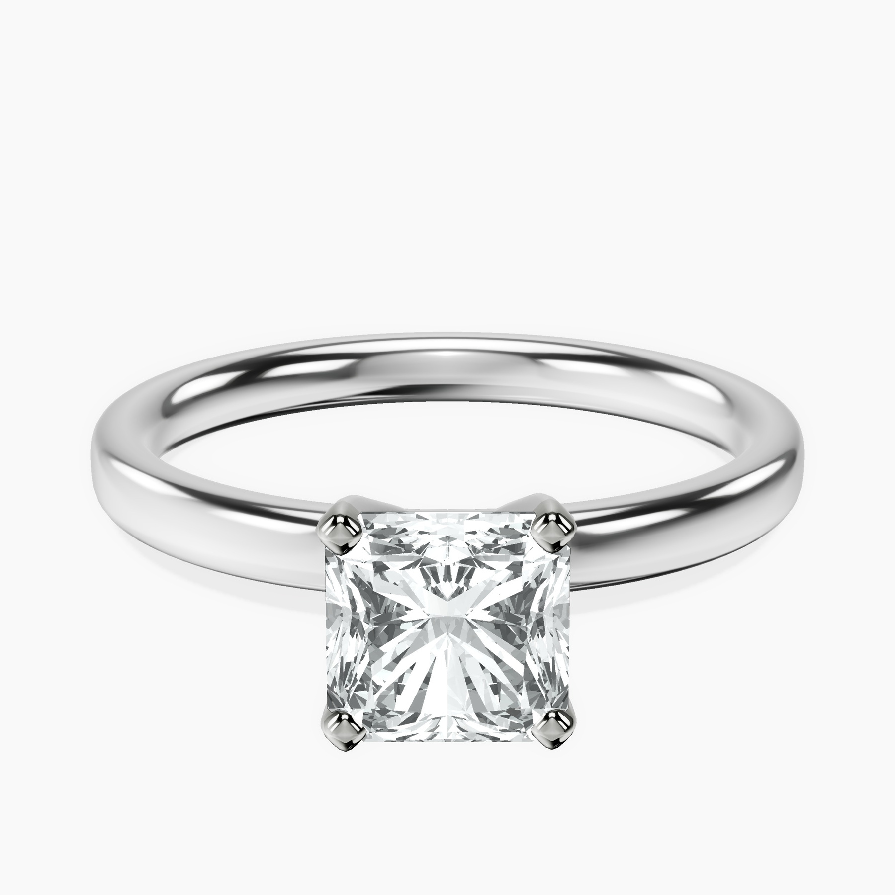 10kt White Gold Four Prong Solitaire 2mm Lab Diamond Ring front image