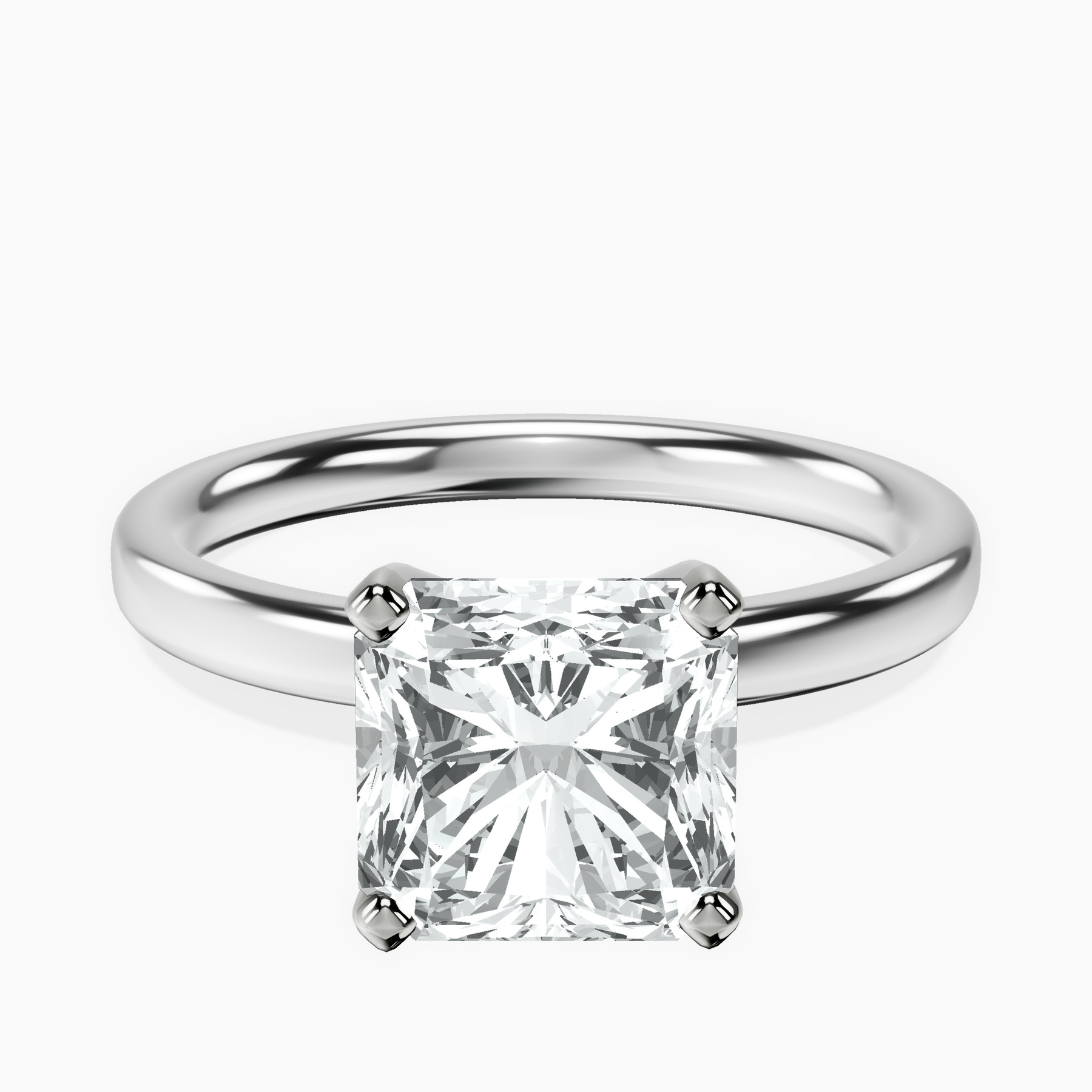 2.65 ct. radiant Four Prong Ring in 18kt white gold rtr top
