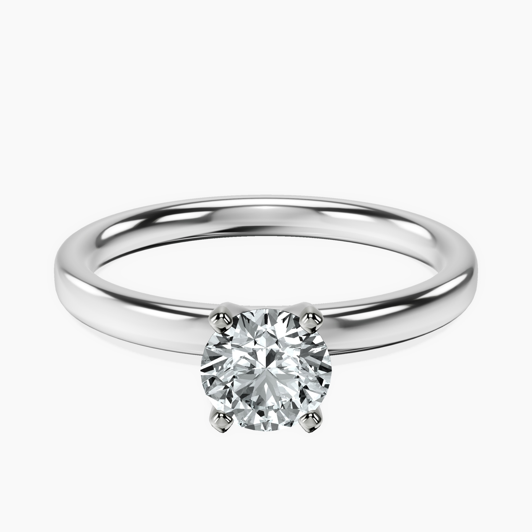 10kt White Gold Four Prong Solitaire 2mm Lab Diamond Ring front image