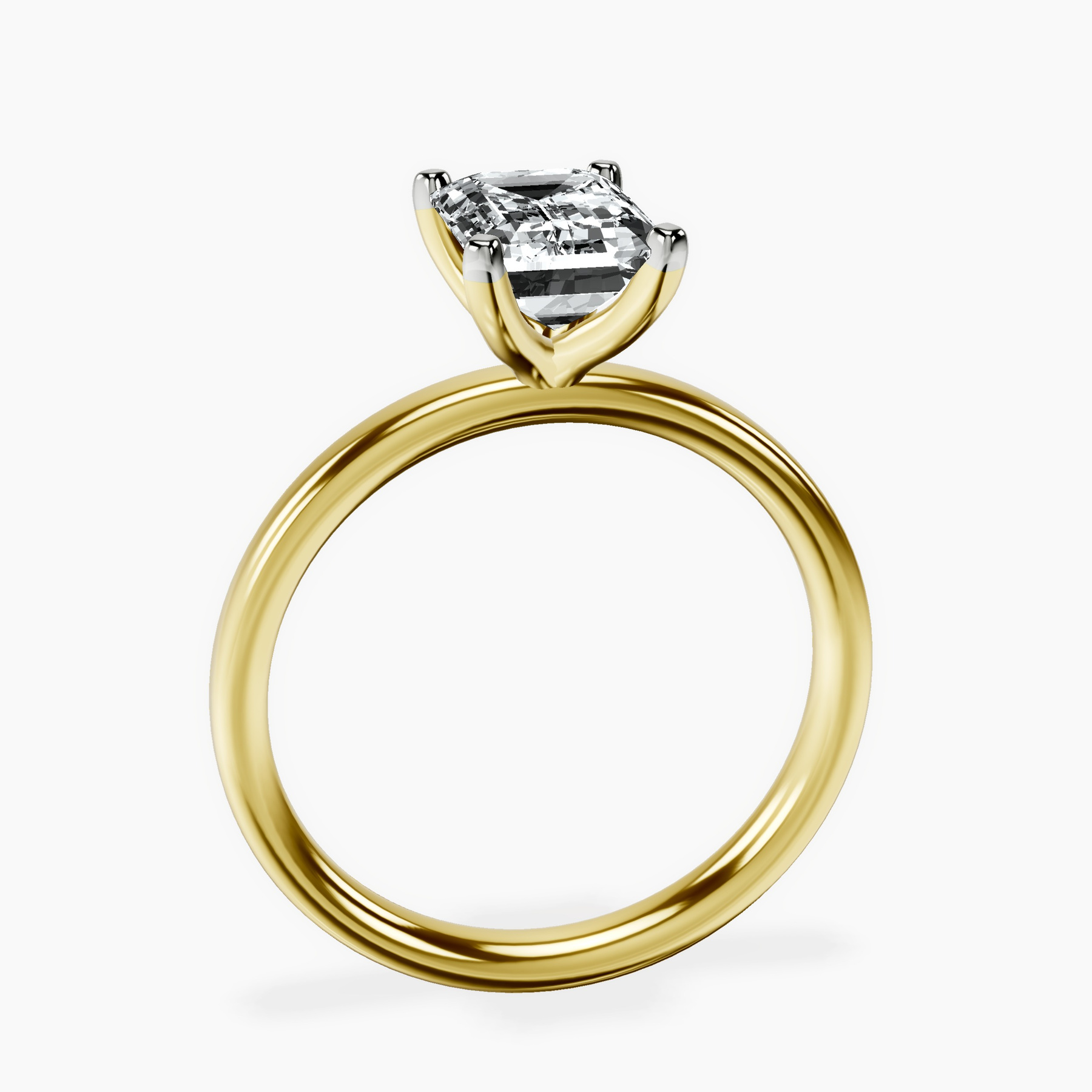 10kt Yellow Gold Four Prong Solitaire 2mm Lab Diamond Ring side right image one