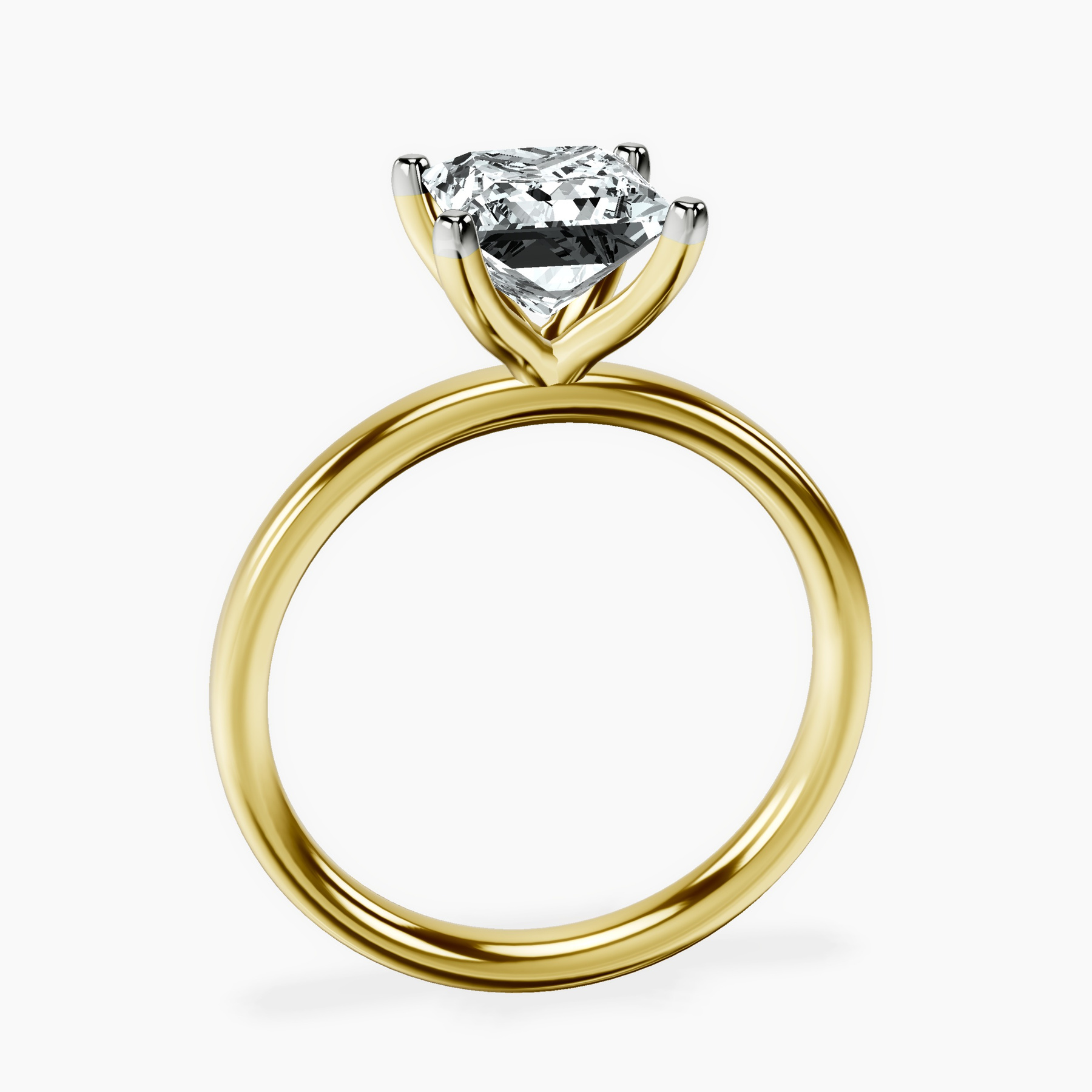 10kt Yellow Gold Four Prong Solitaire 2mm Lab Diamond Ring side right image one