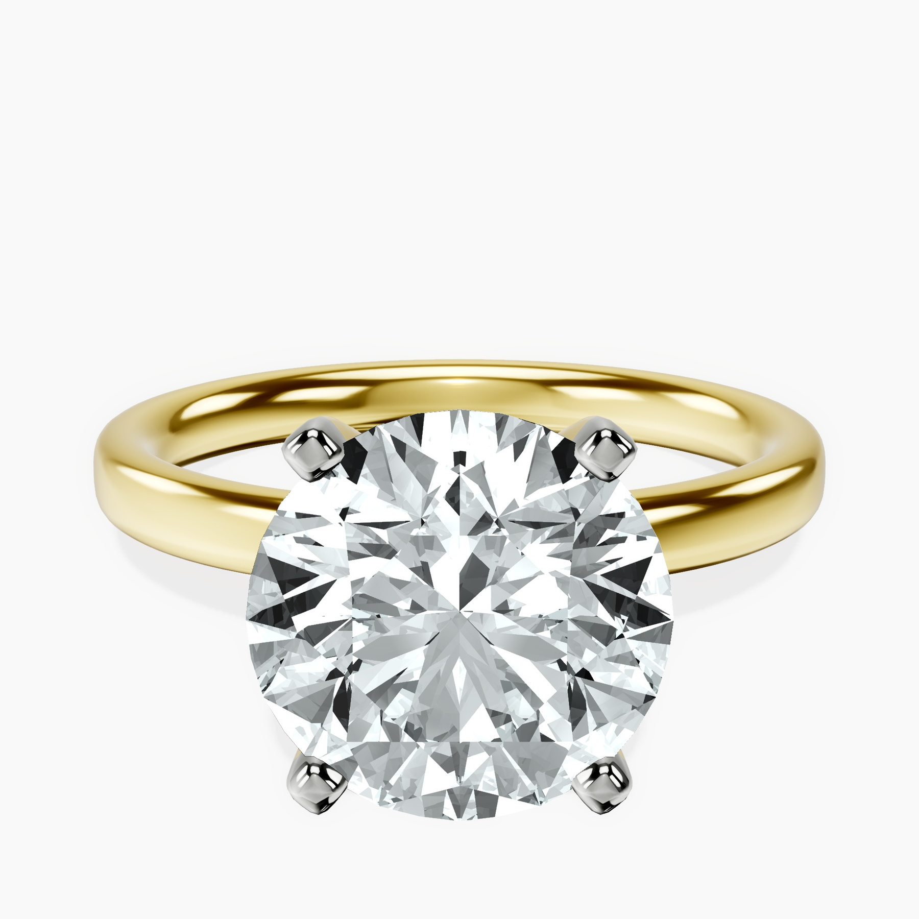 3.29 ct. round Four Prong Ring in 10kt yellow gold rtr top