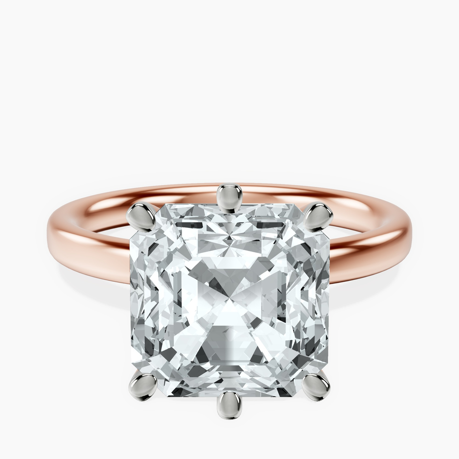 18kt Rose Gold Six Prong Solitaire 2mm Lab Diamond Ring front image