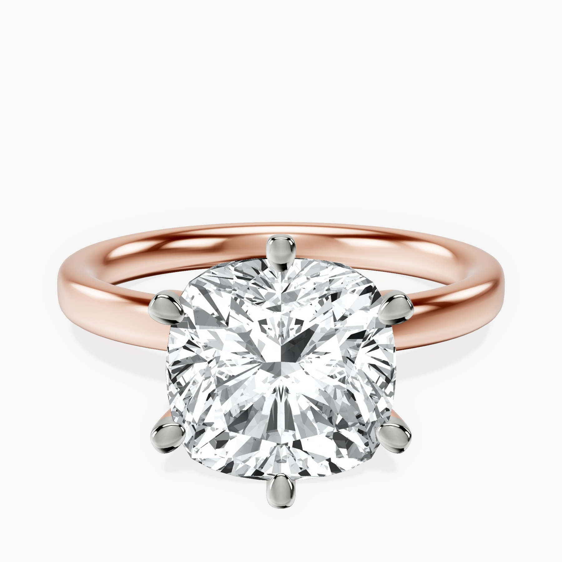 10kt Rose Gold Six Prong Solitaire 2mm Lab Diamond Ring front image