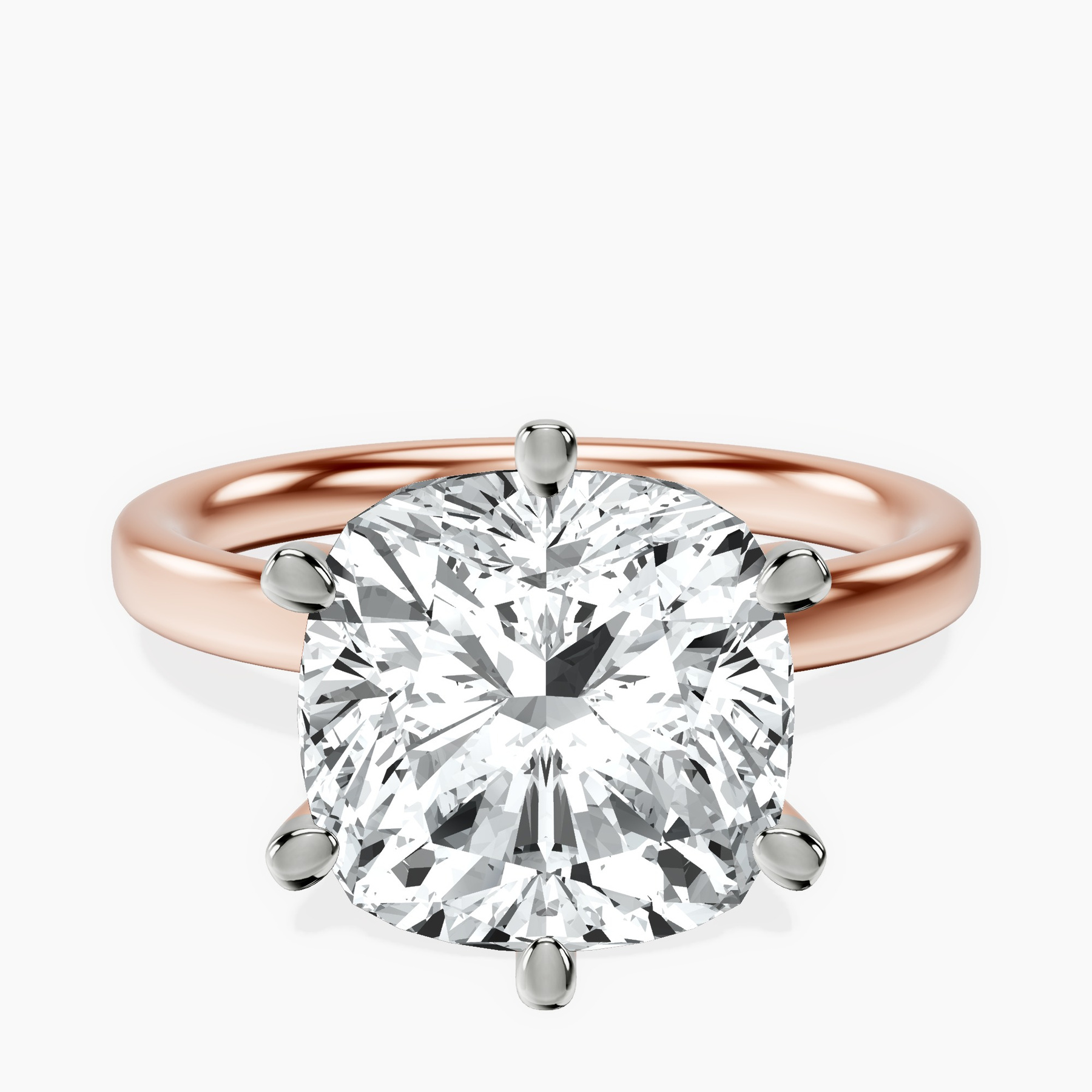 18kt Rose Gold Six Prong Solitaire 2mm Lab Diamond Ring front image