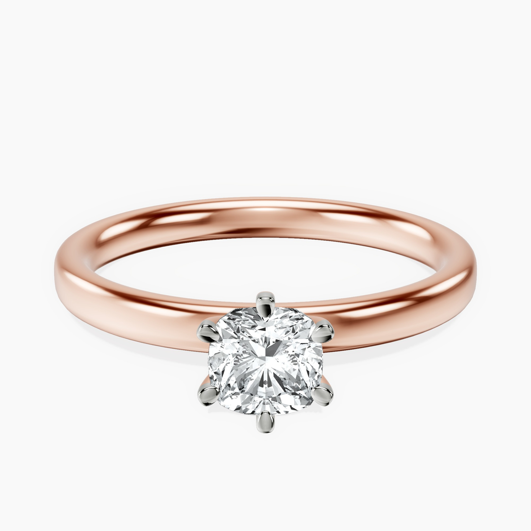 18kt Rose Gold Six Prong Solitaire 2mm Lab Diamond Ring front image