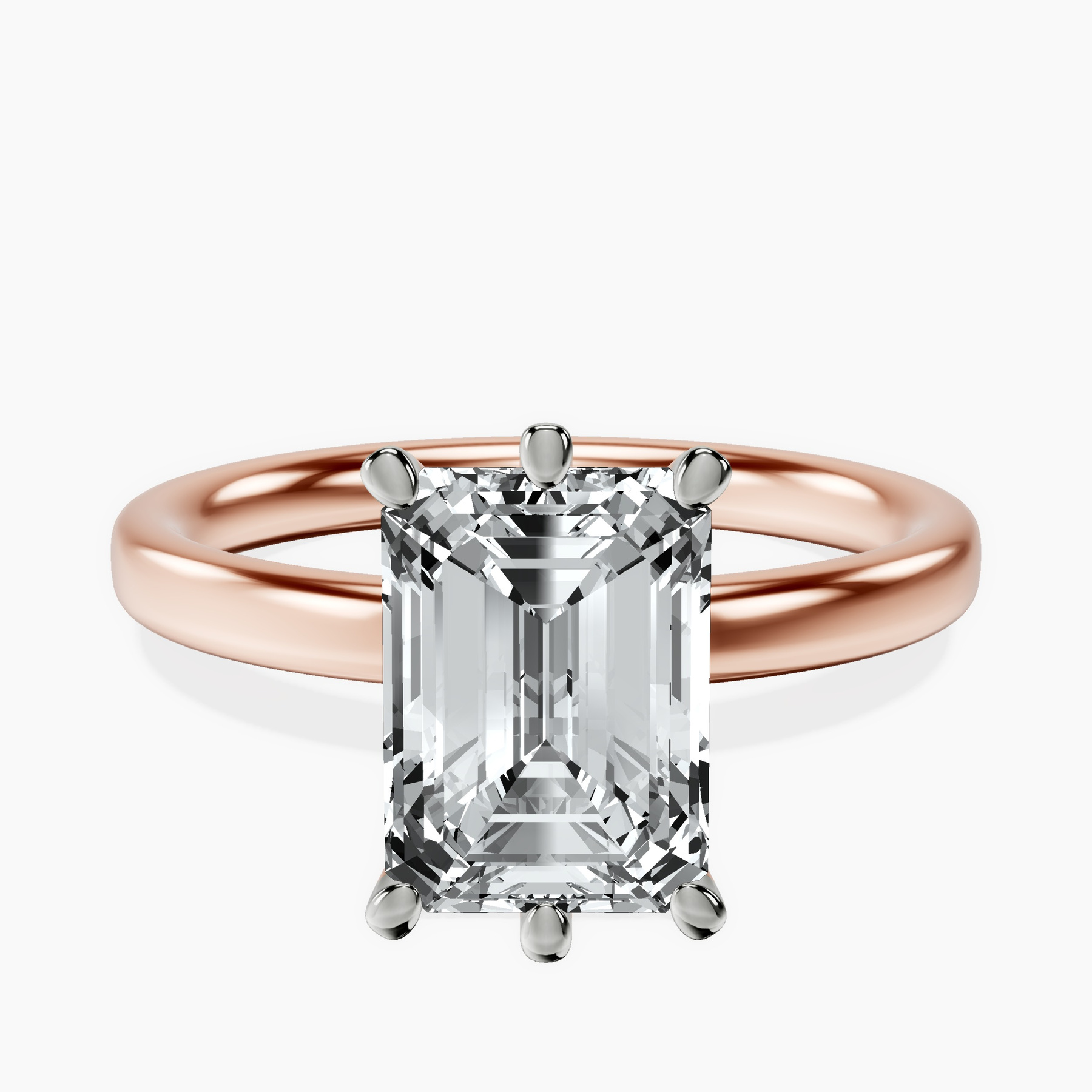 18kt Rose Gold Six Prong Solitaire 2mm Lab Diamond Ring front image