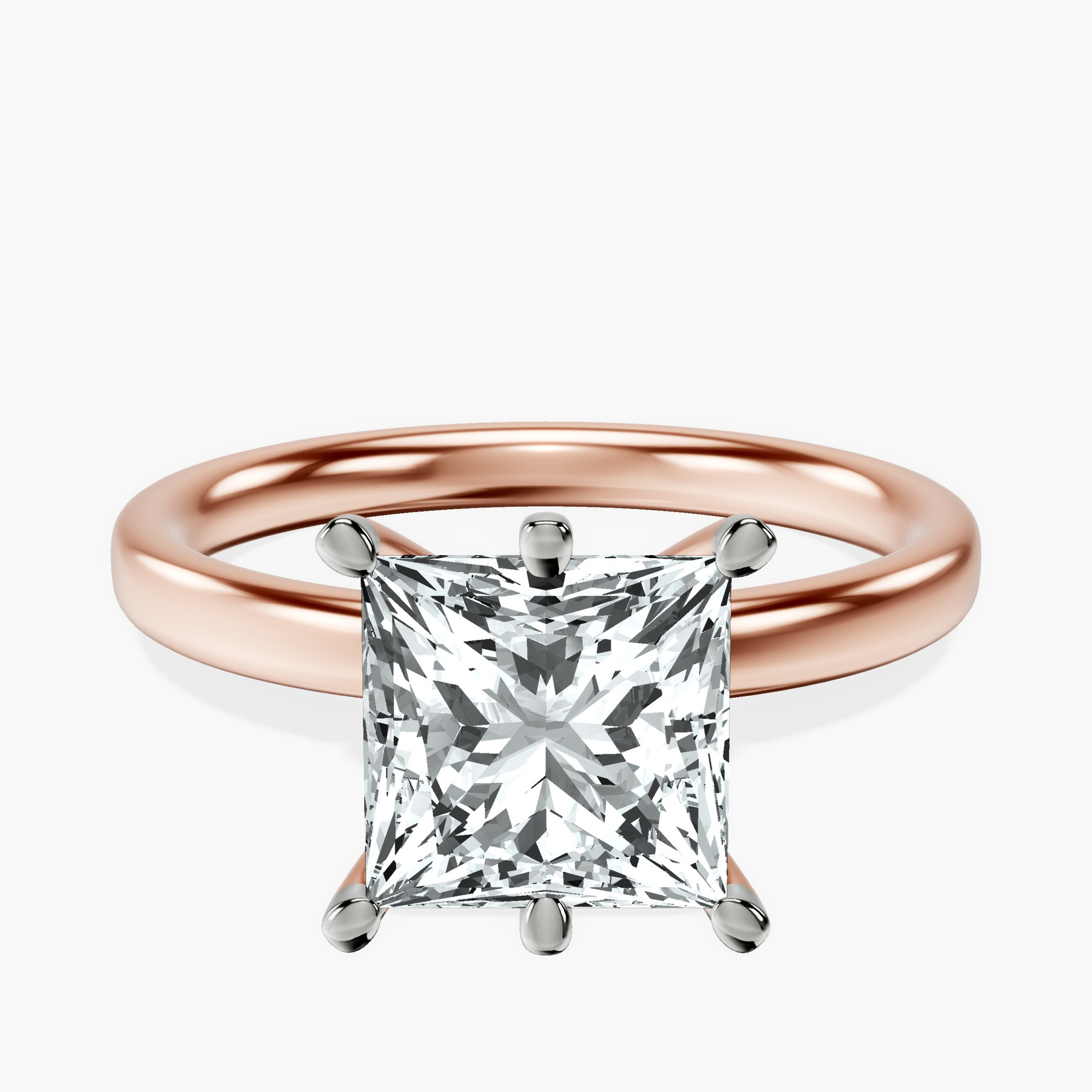 18kt Rose Gold Six Prong Solitaire 2mm Lab Diamond Ring front image