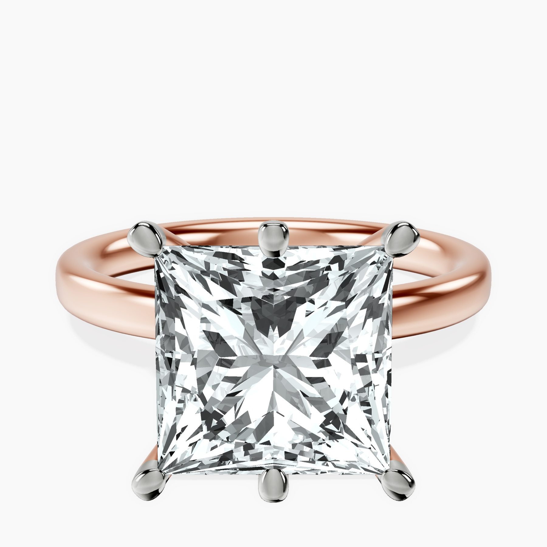 18kt Rose Gold Six Prong Solitaire 2mm Lab Diamond Ring front image