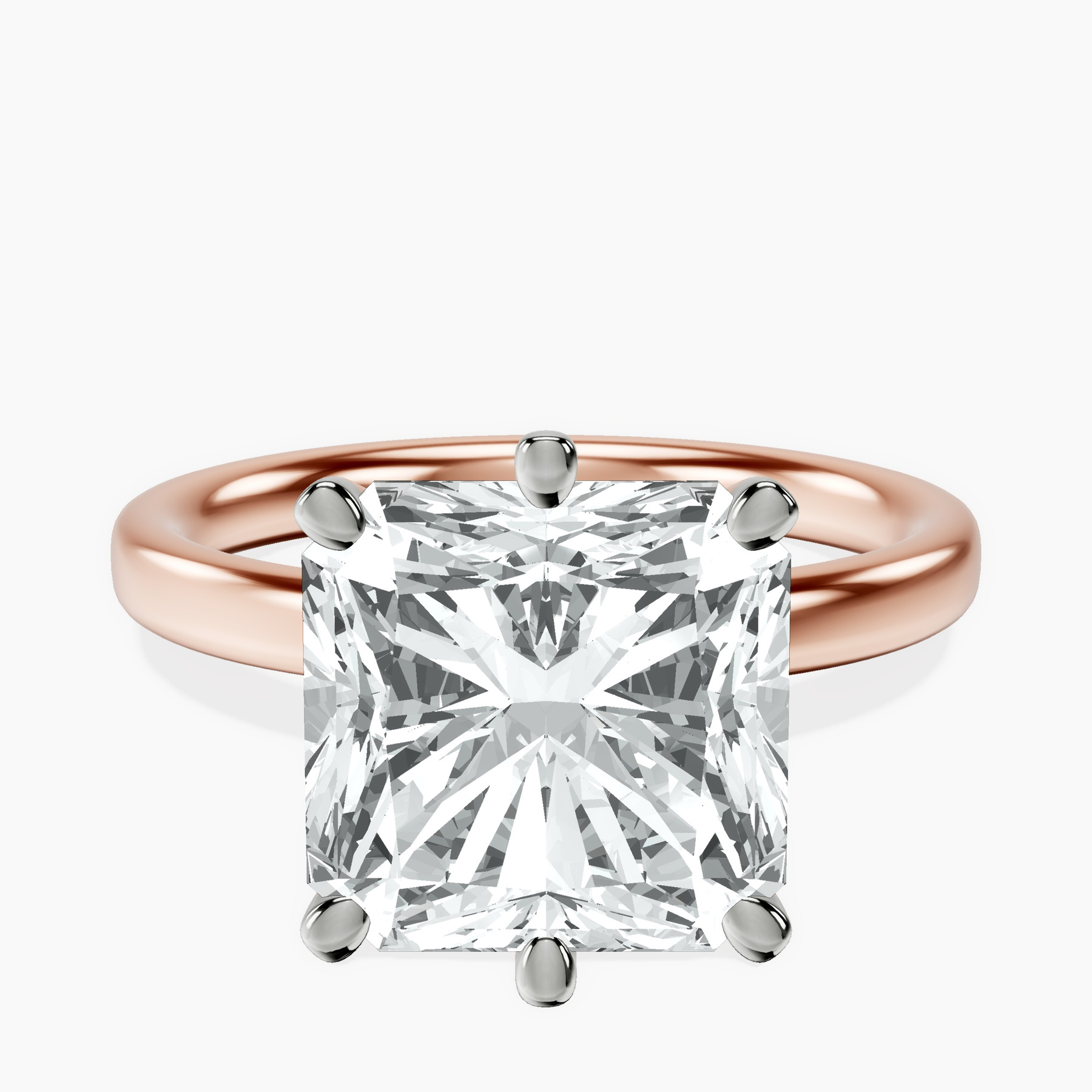 18kt Rose Gold Six Prong Solitaire 2mm Lab Diamond Ring front image