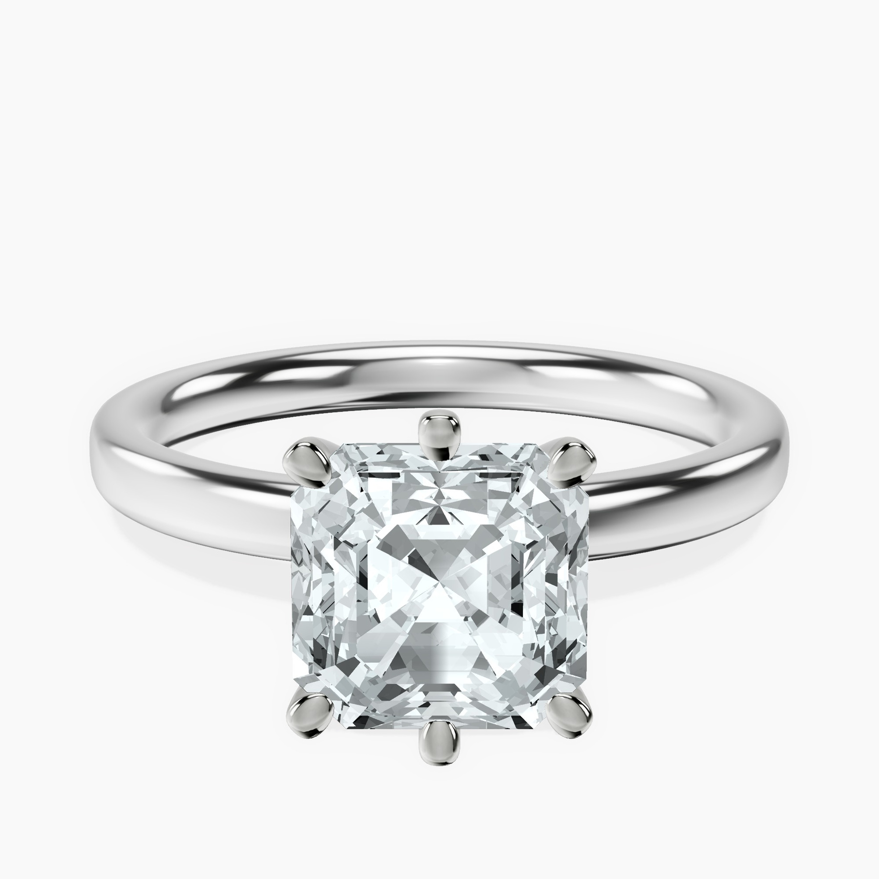 18kt White Gold Six Prong Solitaire 2mm Lab Diamond Ring front image